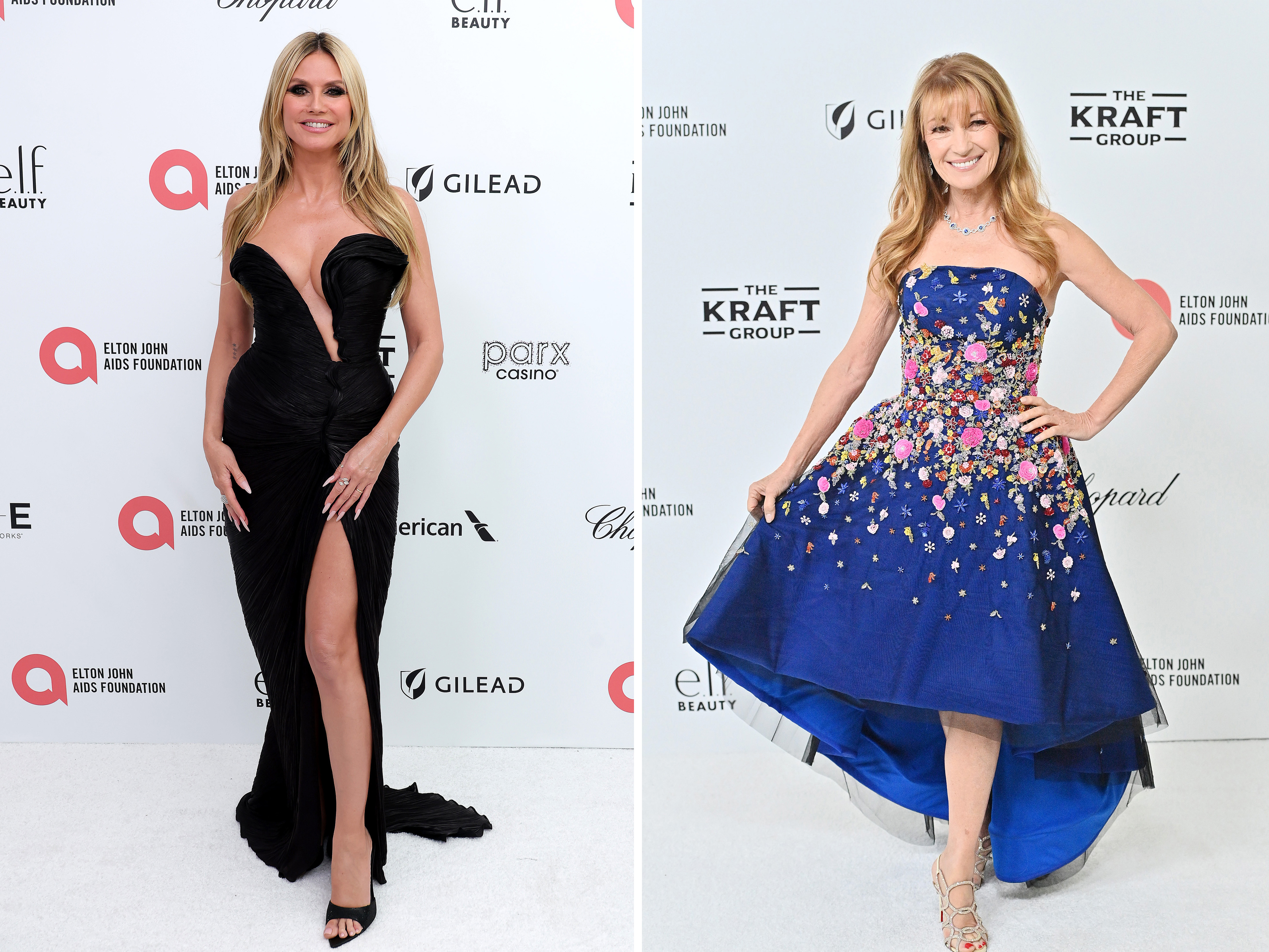 Heidi Klum and Jane Seymour at the Elton John AIDS Foundation's 33rd Annual Academy Awards Viewing Party on March 02, 2025 in West Hollywood, California. 