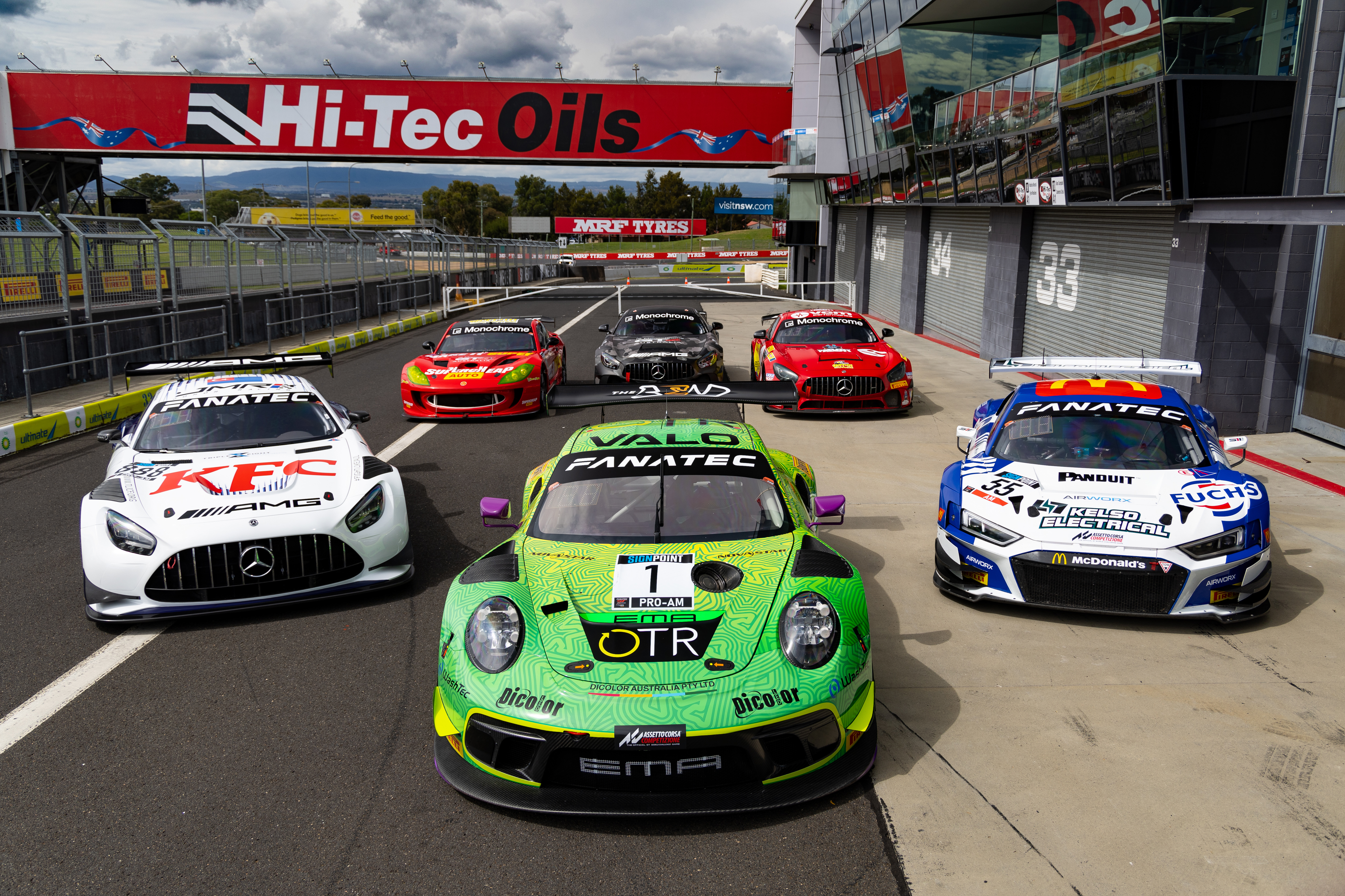 A group of GT3 cars pictured ahead of the Bathurst 6 Hour.