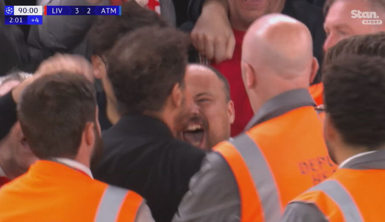 Diego Simeone gets into it with Liverpool fans.