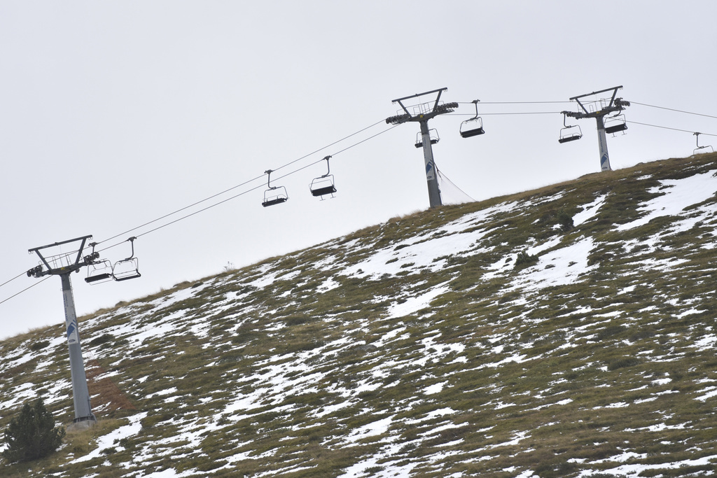 Chairlifts of a ski lift are photographed at the Astum ski resort in Huesca, northern Spain, on November 5, 2023