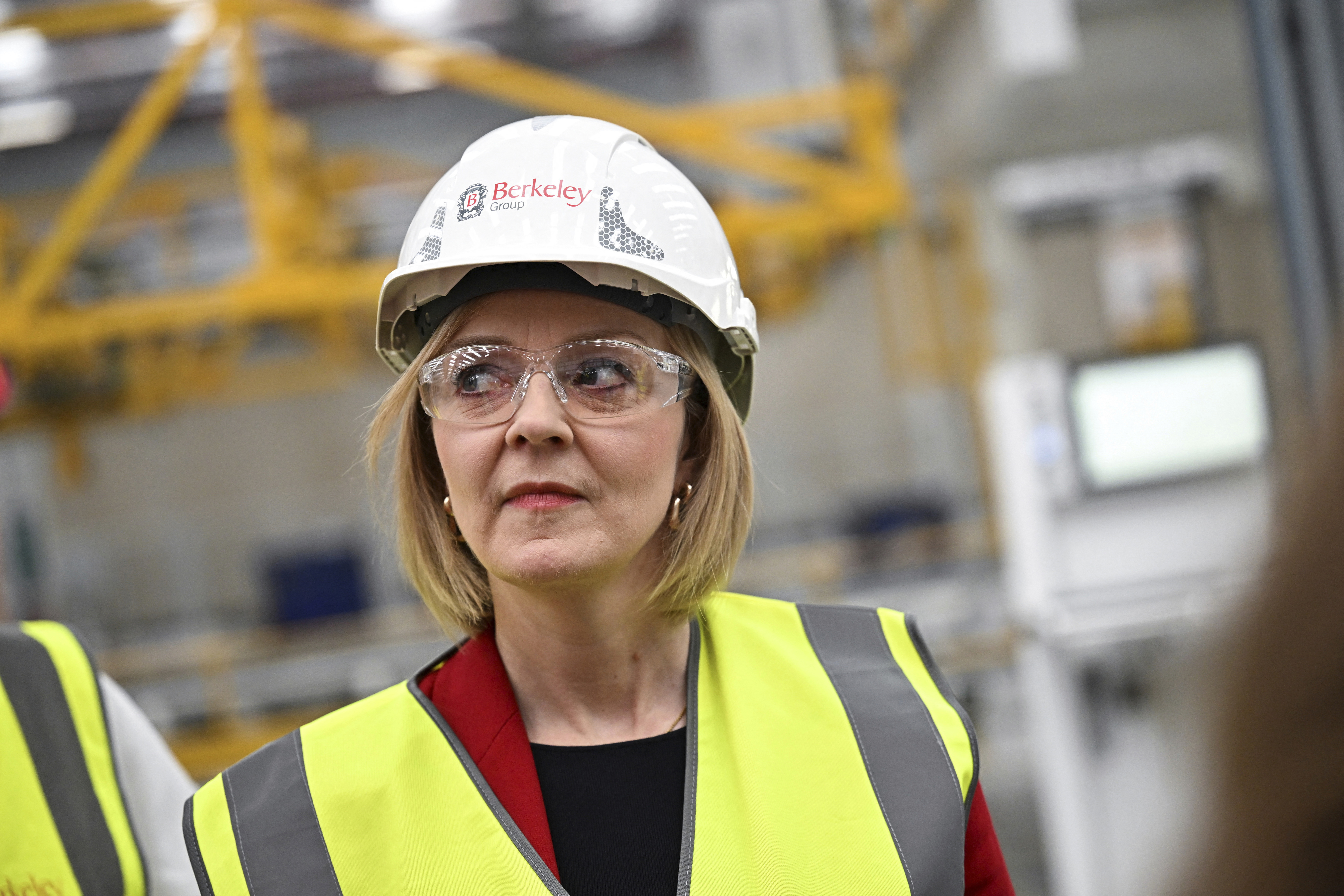 British Prime Minister Liz Truss visits Berkeley Modular, in Northfleet, Kent, Britain, Friday, September 23, 2022.