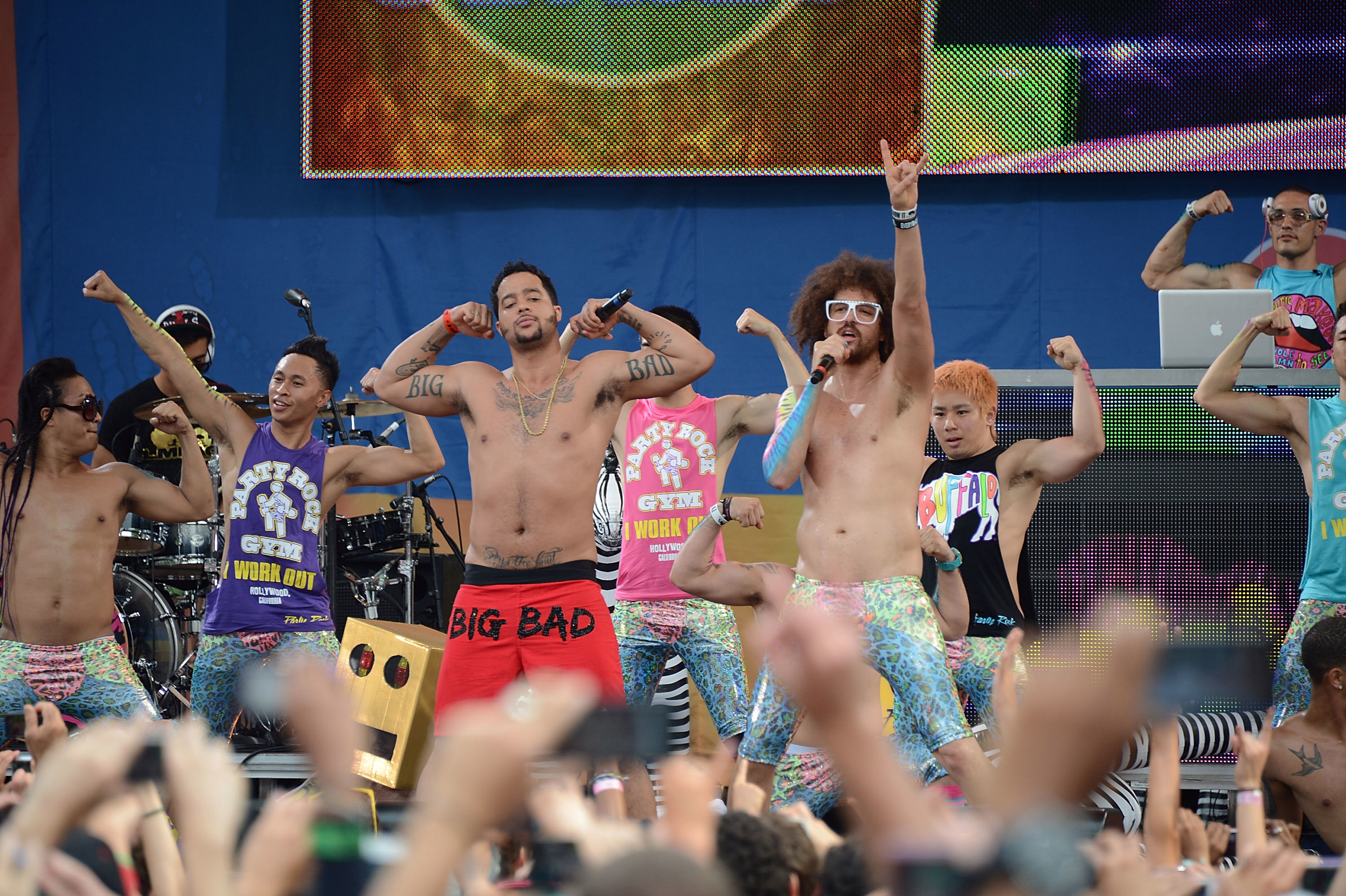 LMFAO performs on ABC's "Good Morning America">> at Rumsey Playfield, Central Park on June 29, 2012 in New York City.