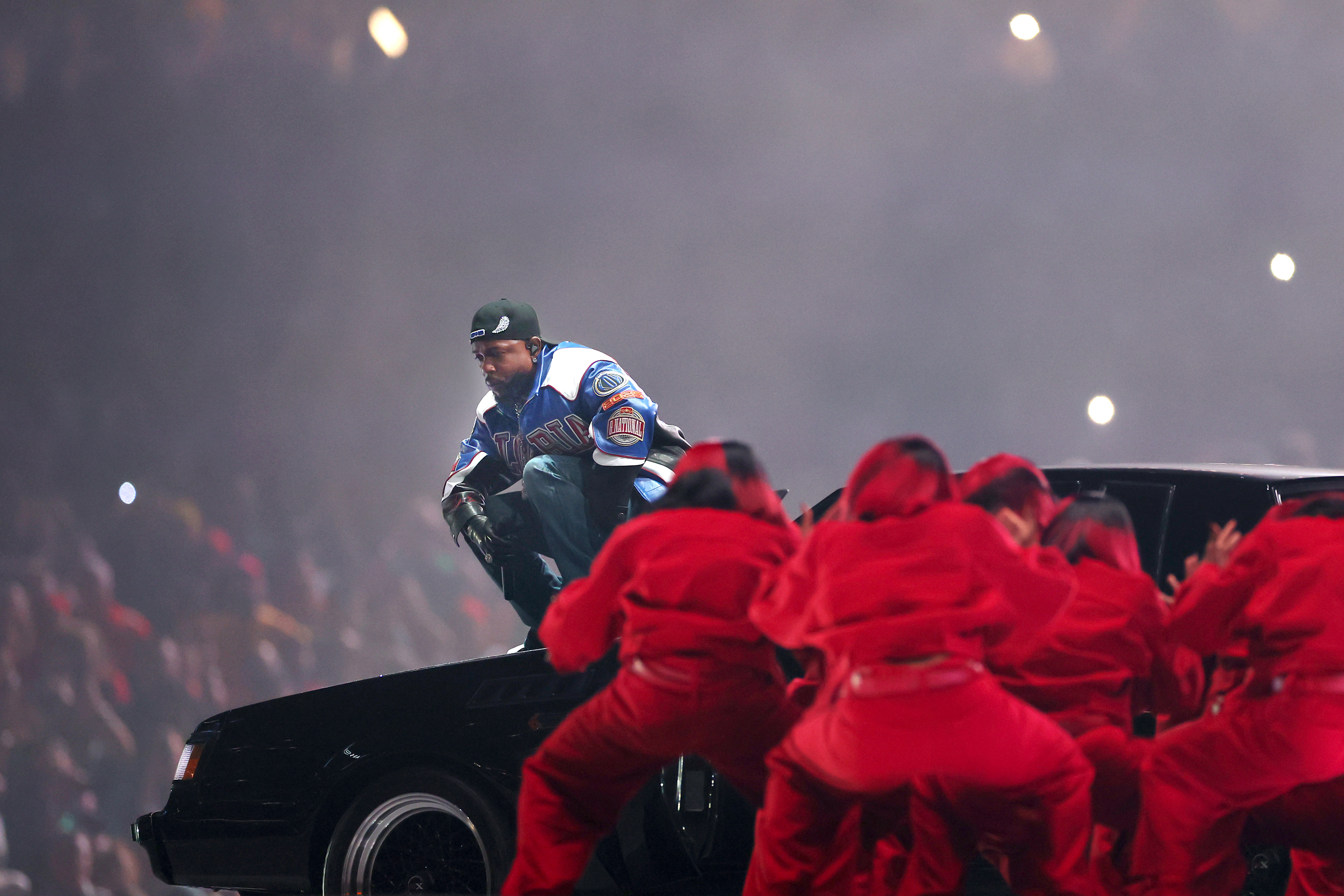 Kendrick Lamar performs onstage during Apple Music Super Bowl LIX Halftime Show at Caesars Superdome on February 9, 2025 in New Orleans, Louisiana. 