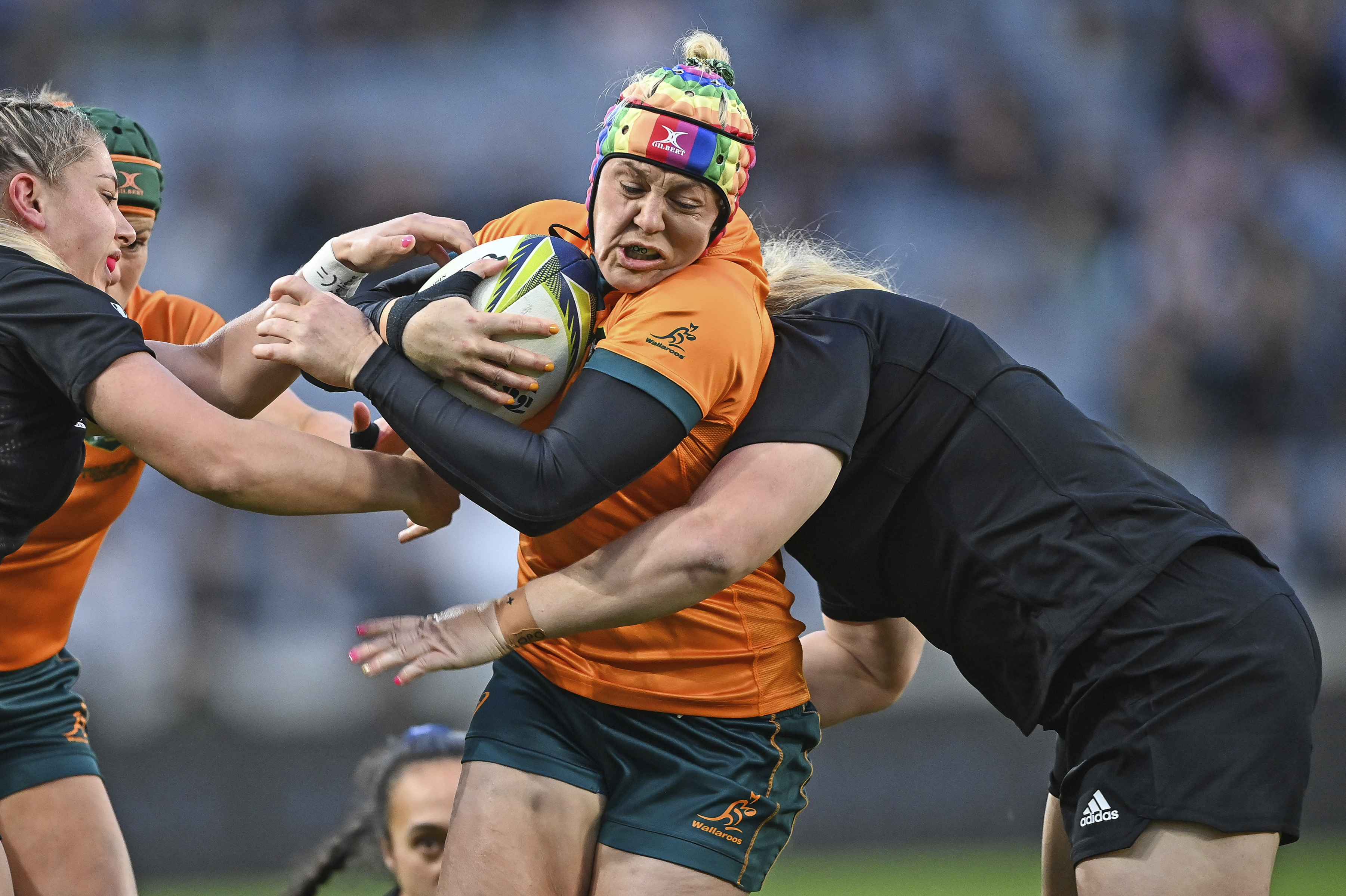 Sharni Williams of Australia runs at the defence.