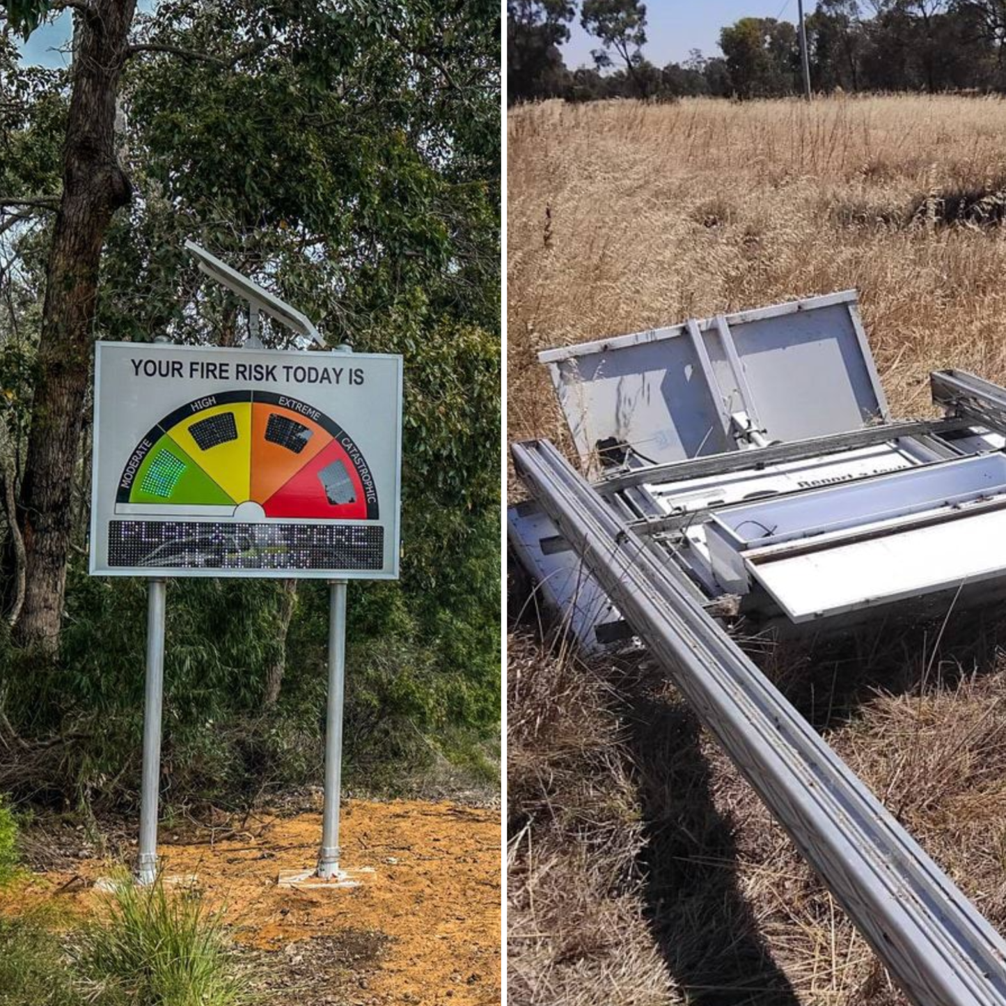 Unknown thieves in the town of Koonoomoo cut down the automated sign yesterday.