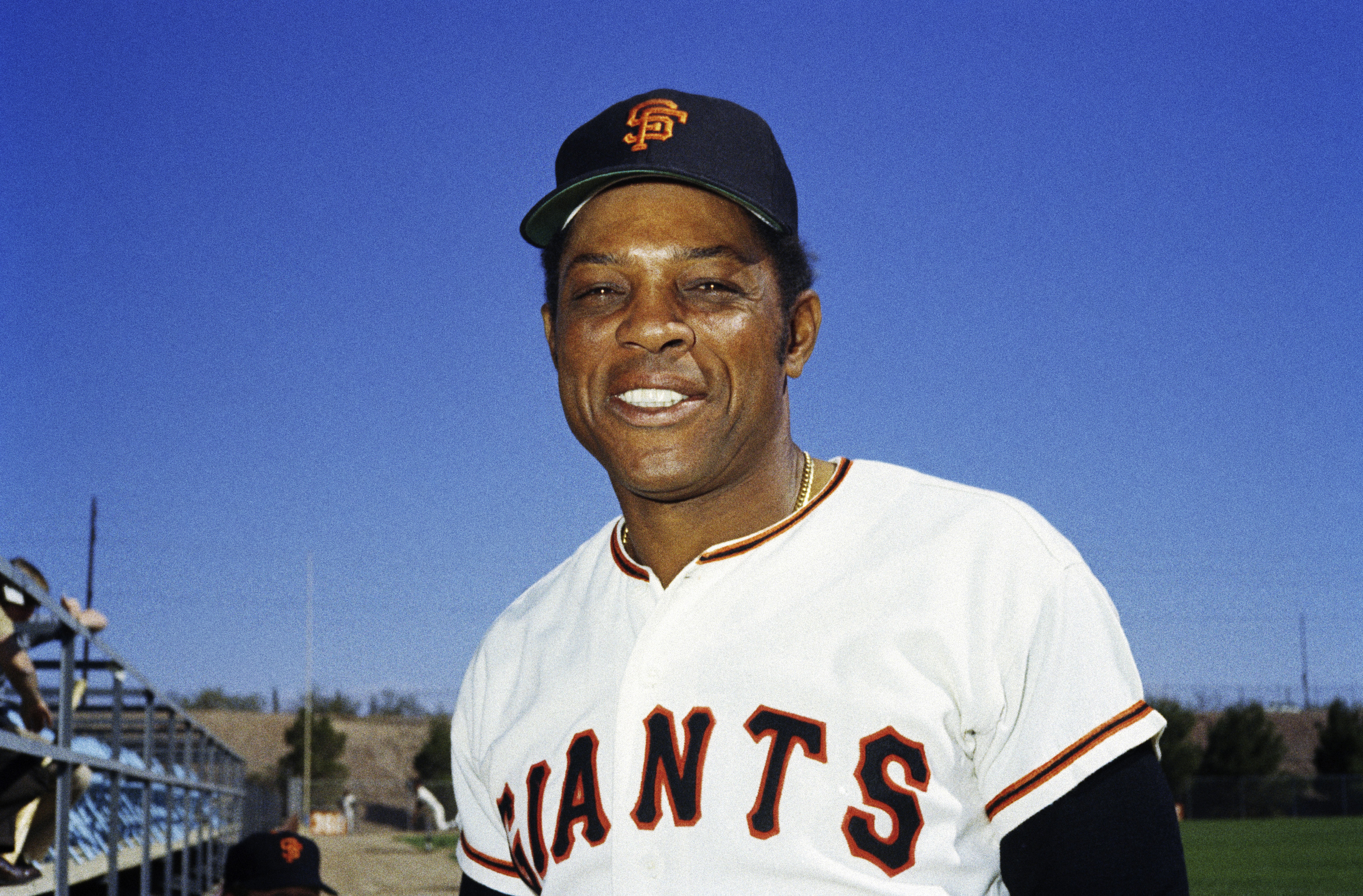 New York Giants' Willie Mays poses for a photo during baseball spring training in 1972.