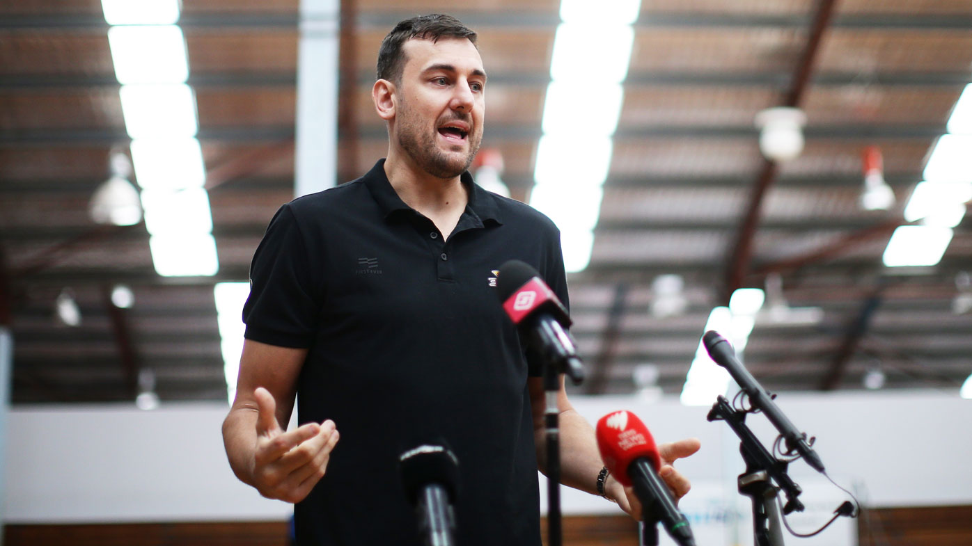  Andrew Bogut speaks to the media during a Sydney Kings NBL press conference