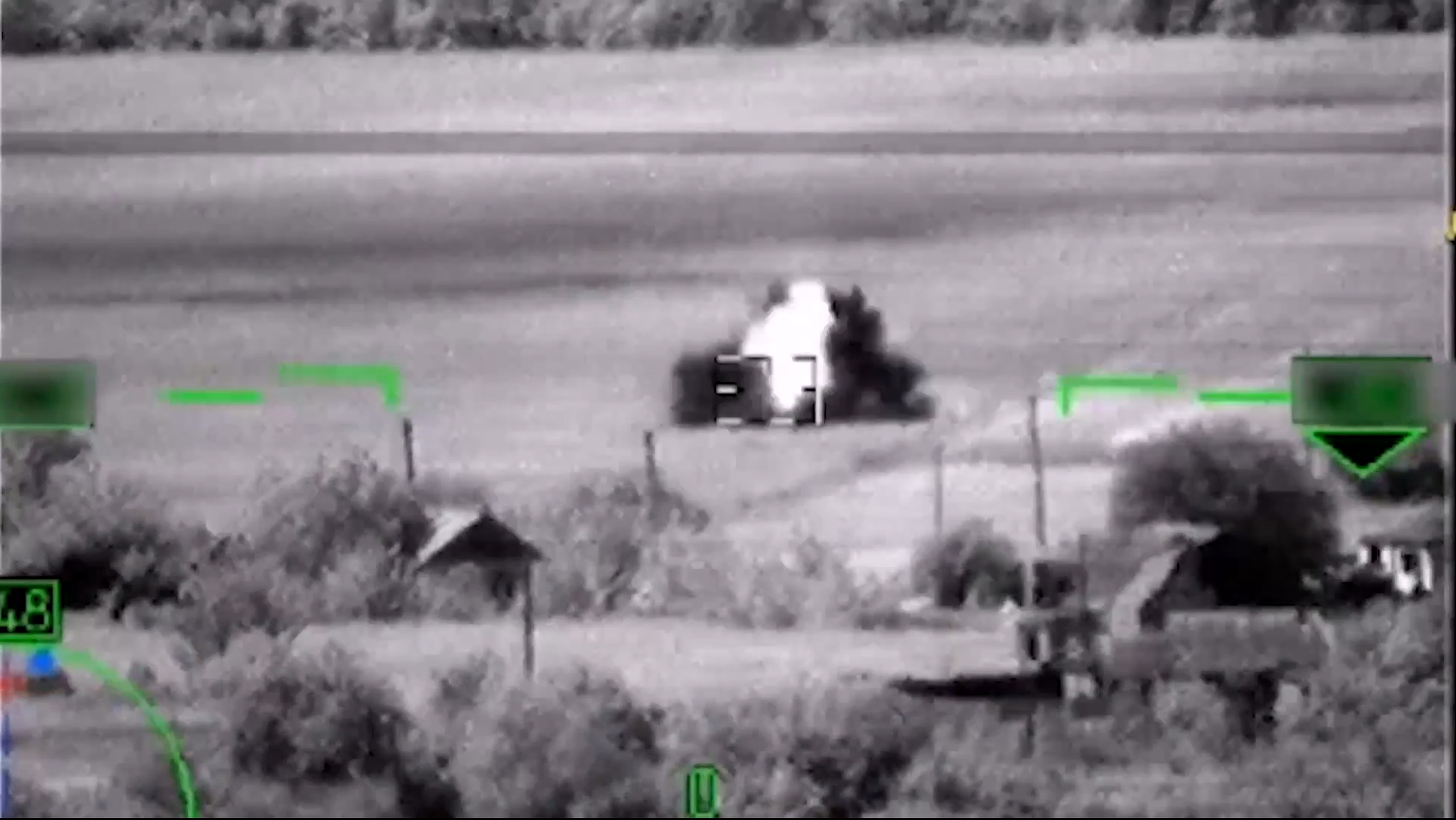 In this image from video, released by the Russian Defense Ministry Press Service on June 6, 2023, shows what Russia claimed was the destruction of a German-made Leopard tank.