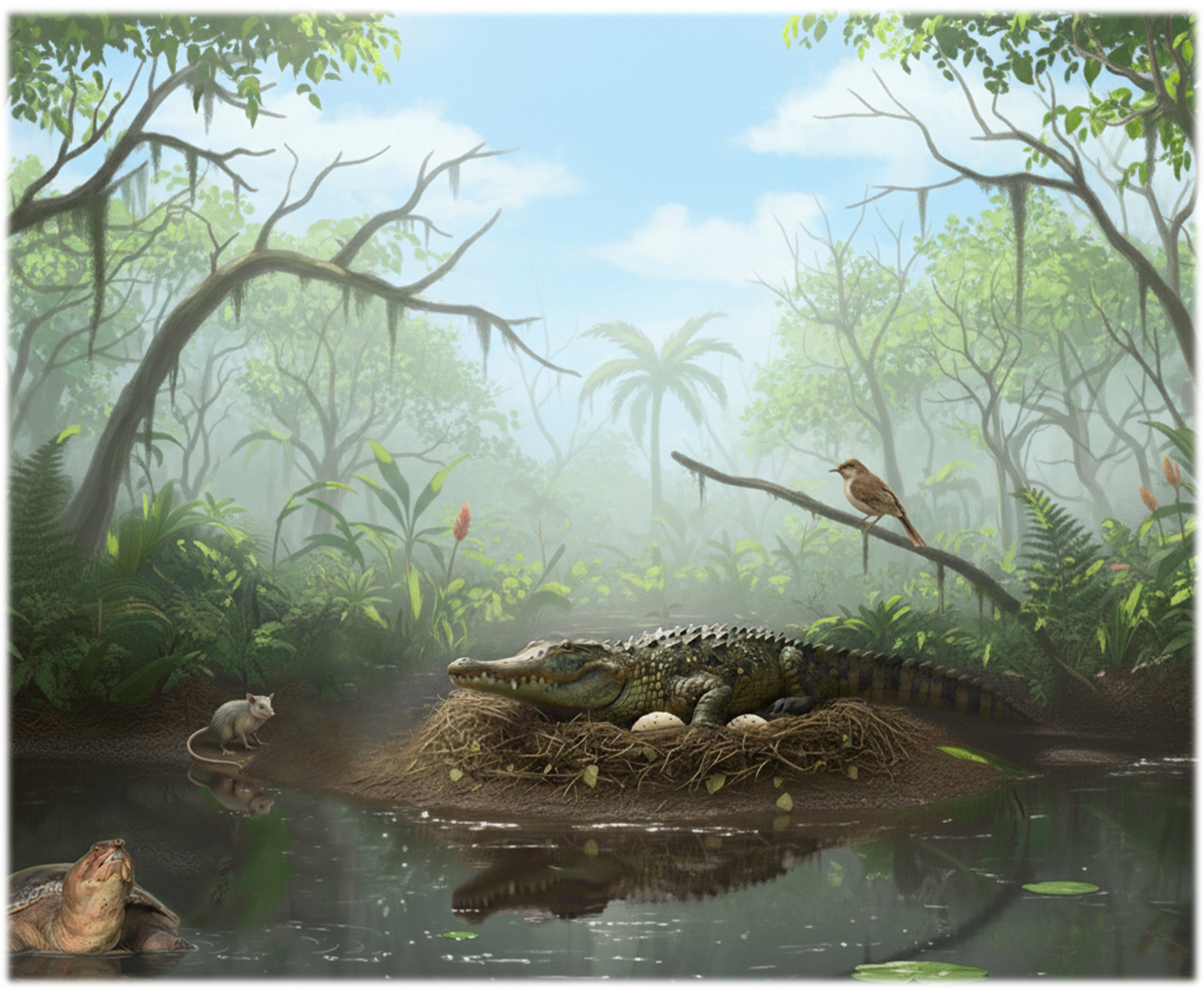 Virtual reconstruction of the Murgon paleoecosistem during the early eocene, 55 Mya.
