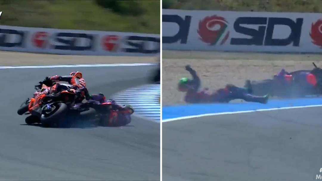 Jack Miller and Franco Morbidelli collided at turn five.