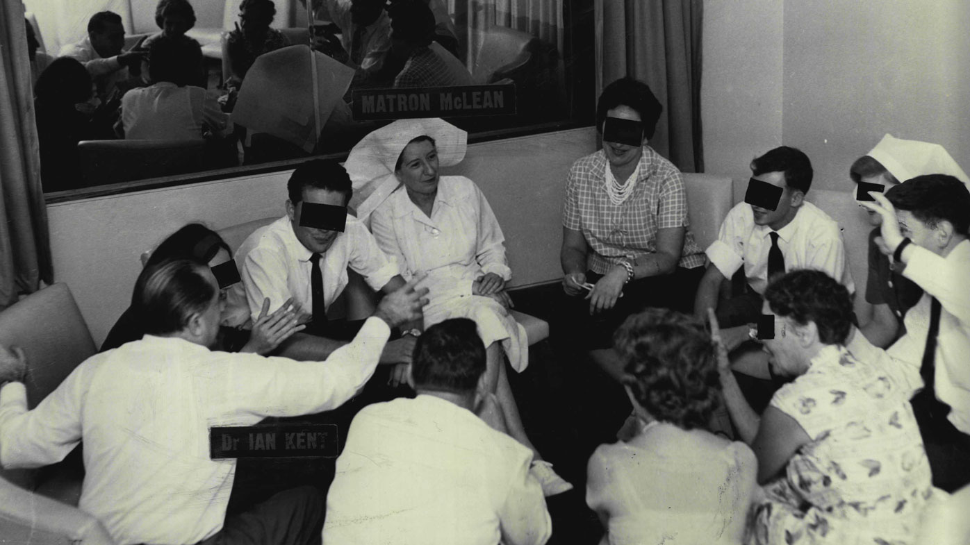 Psychiatric doctor Ian Kent and Matron McLean conduct LSD tests on patients at Rozelle Psychiatric Hospital in Sydney in 1964.