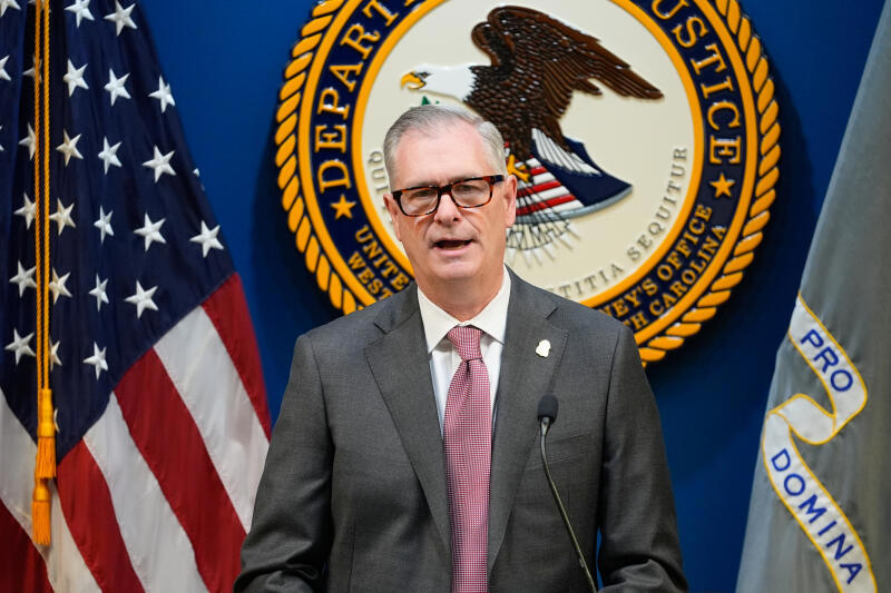 FBI Special Agent James C. Barnacle, Jr. gives a press conference.