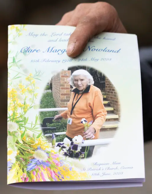 The order of service for Clare Nowland's funeral in Cooma.
