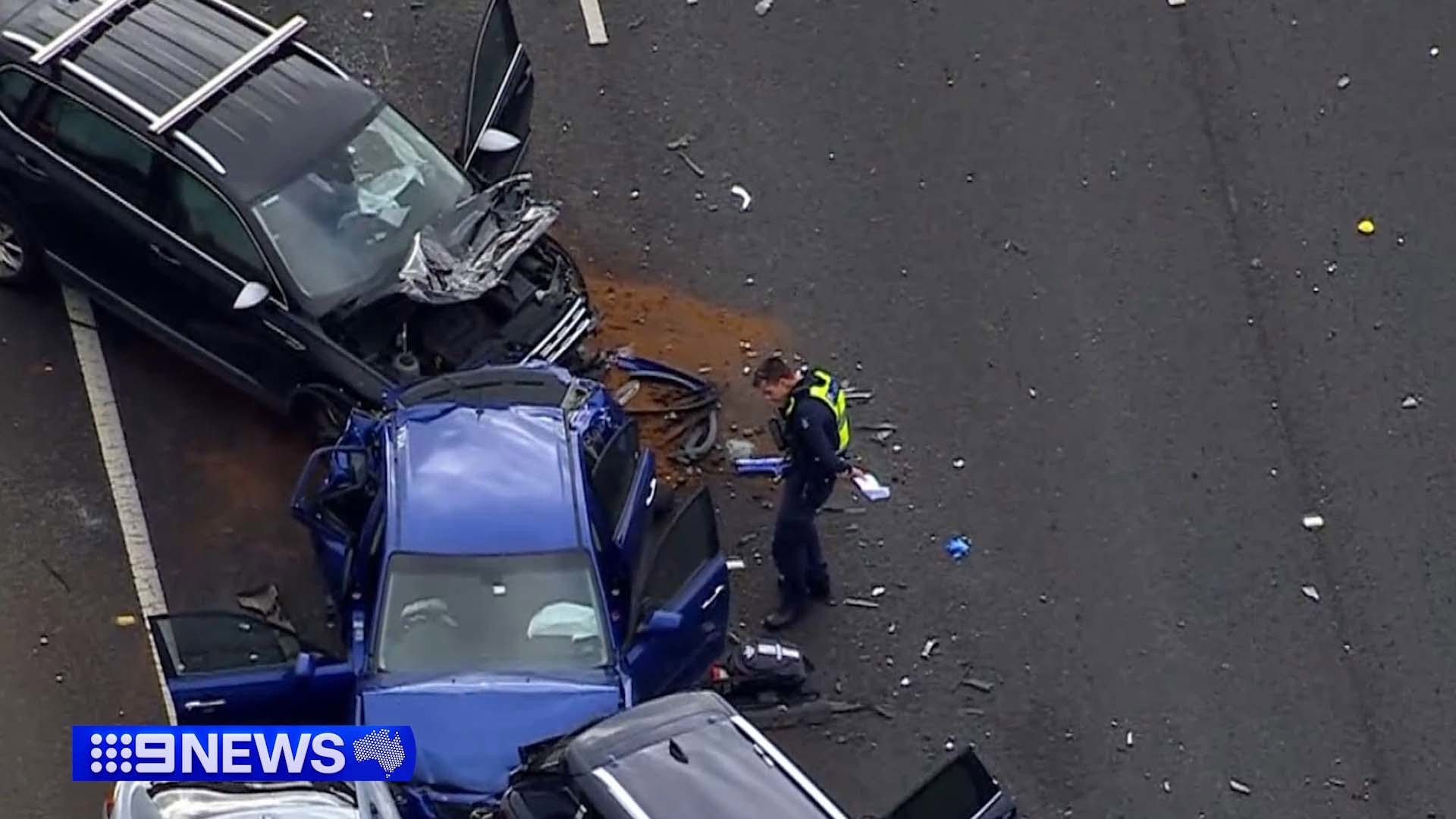 Two critical after five-car crash on Melbourne freeway