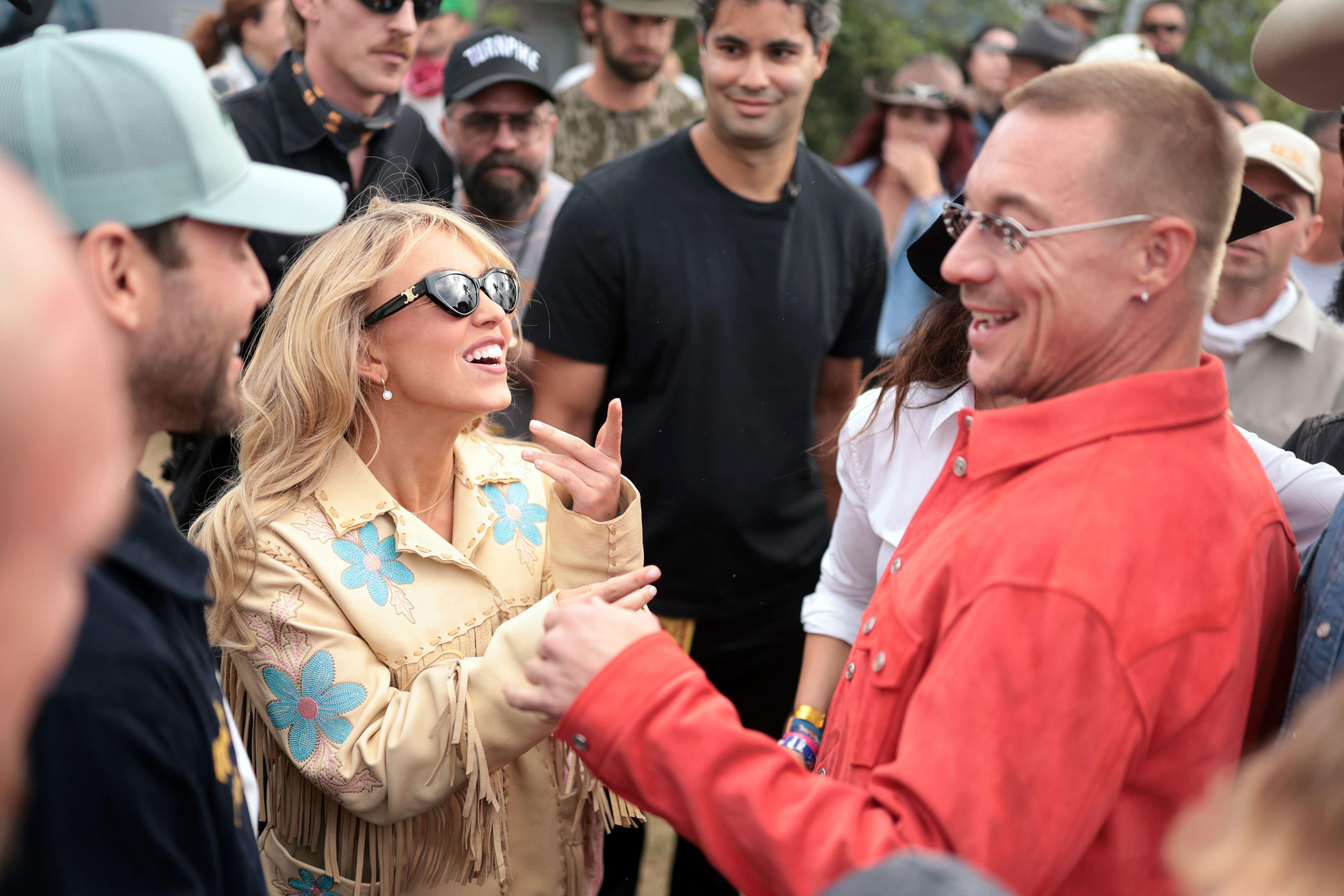 Sydney Sweeney performs with Diplo at Diplos HonkyTonk during the 2026 Stagecoach Festival at Empire Polo Club on April 25, 2026 in Indio, California.