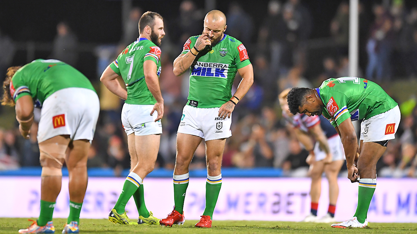 Canberra Raiders players look dejected