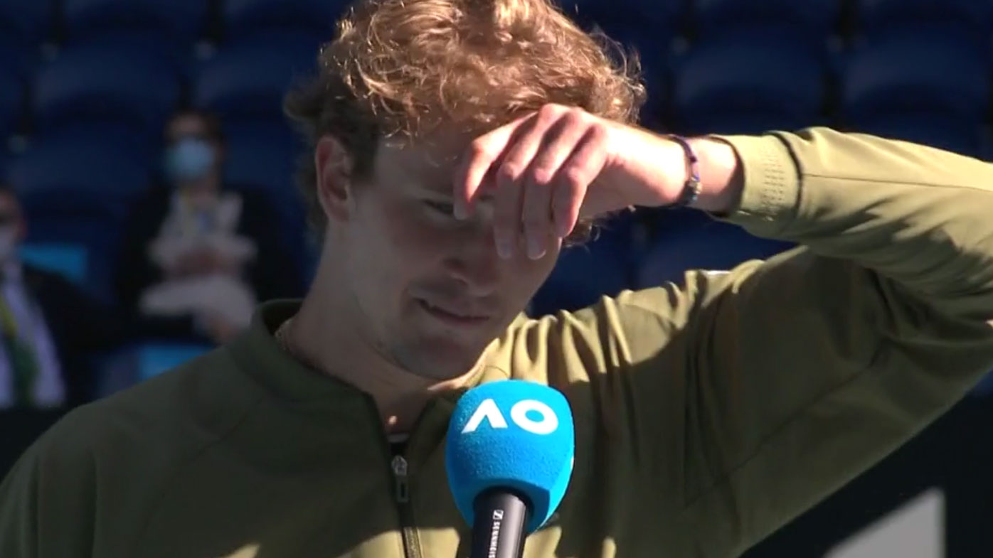 Zverev's bizarre on-court interview. (Getty)