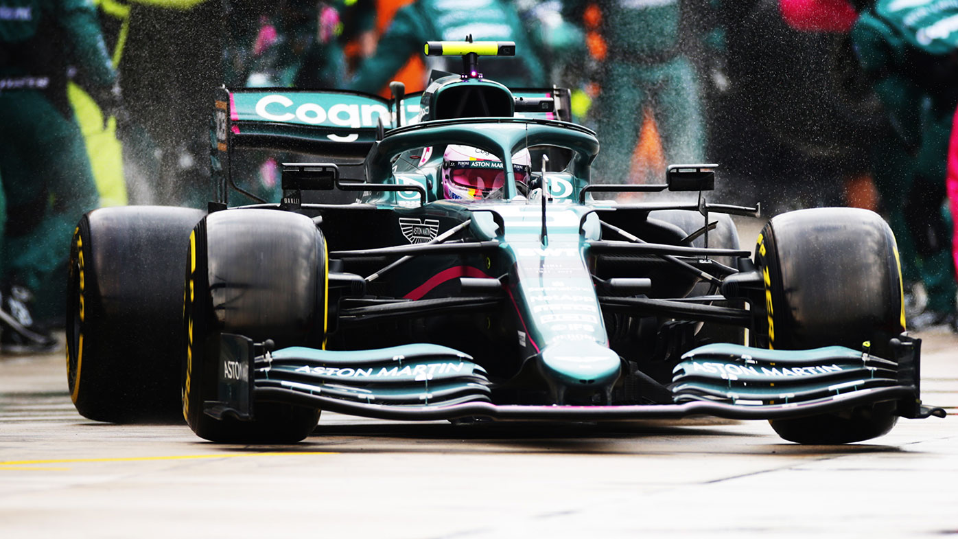 Sebastian Vettel leaves the pits during the Emilia Romagna Grand Prix at Imola.