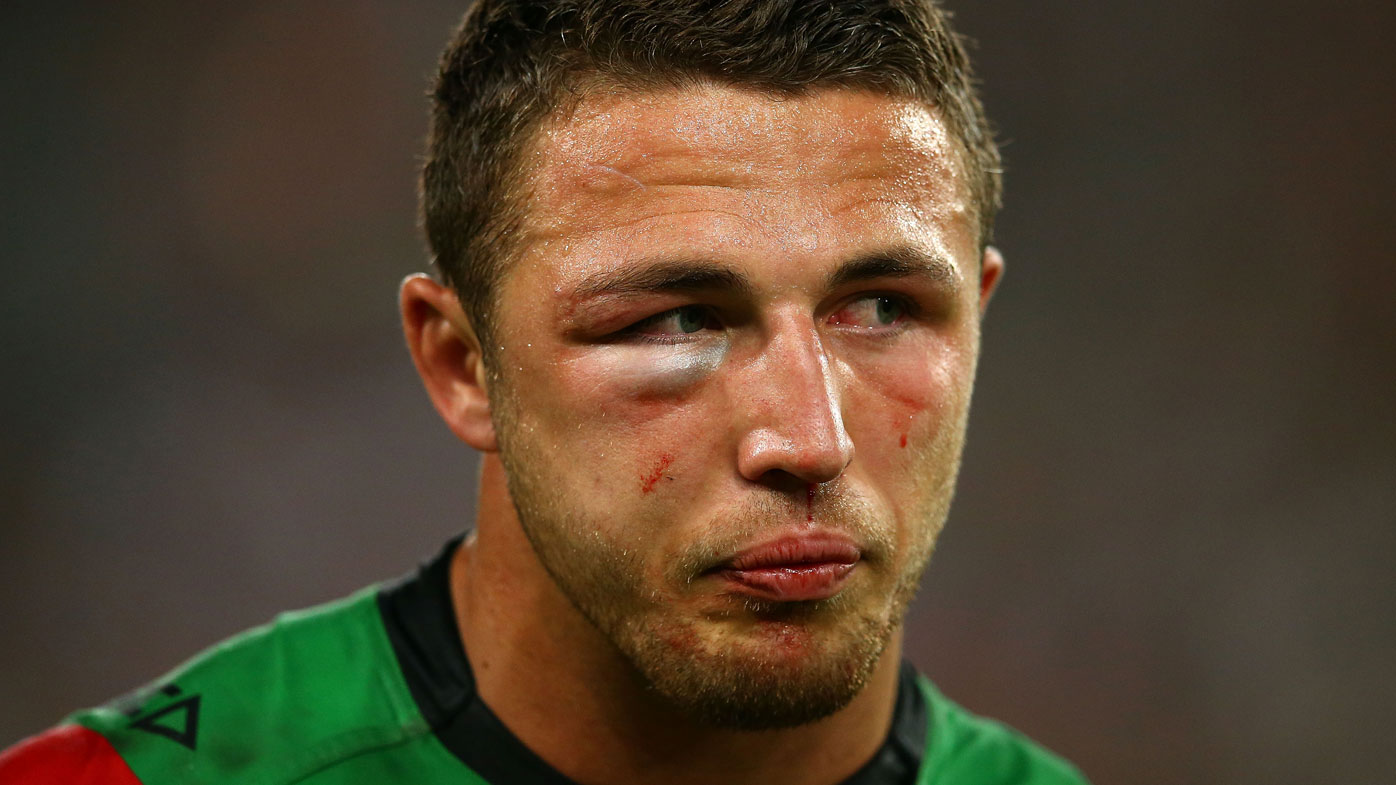 Sam Burgess plays through a fractured cheek bone in the 2014 NRL Grand Final