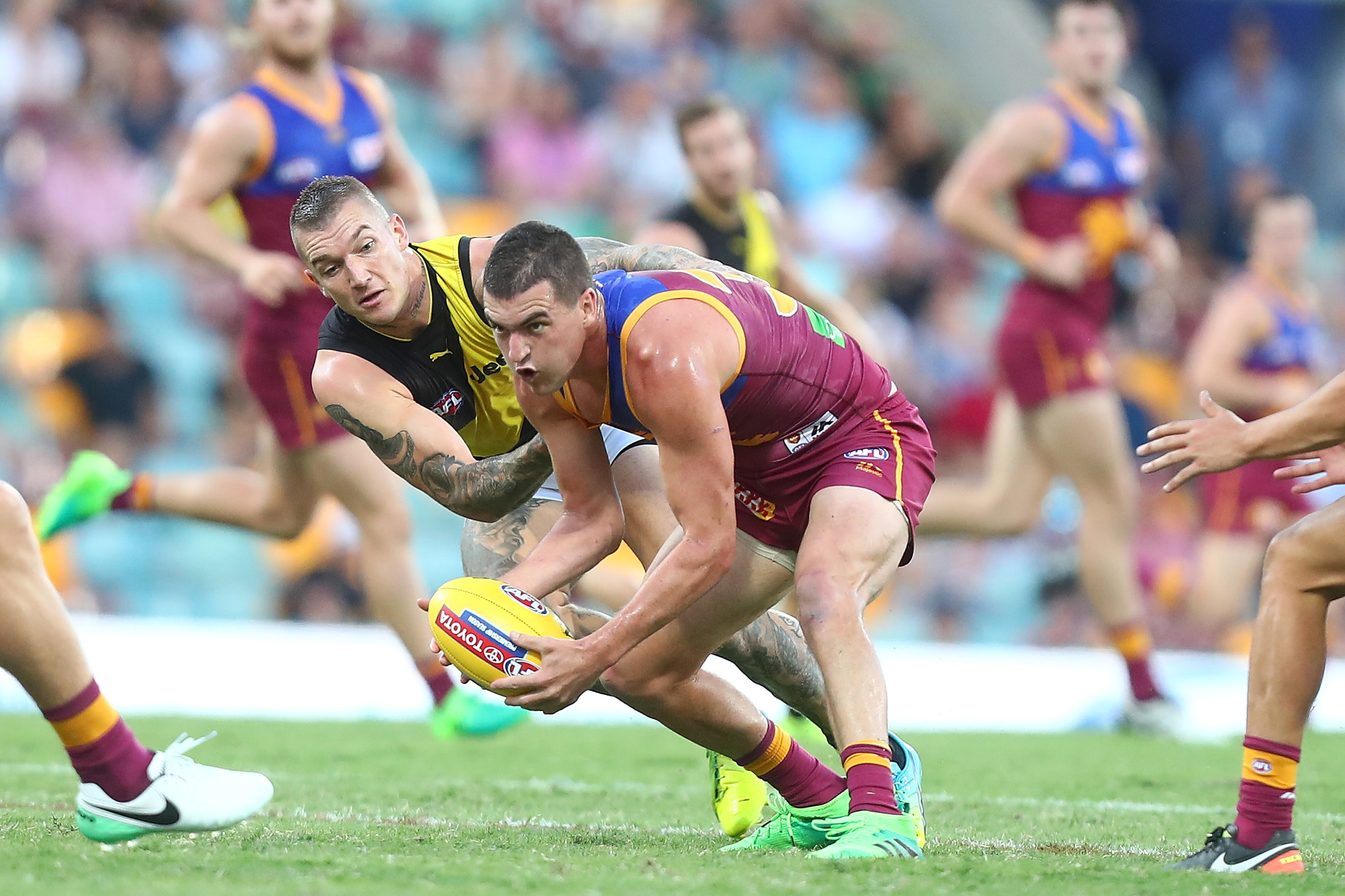 Tom Rockliff in action for the Brisbane Lions in 2017.