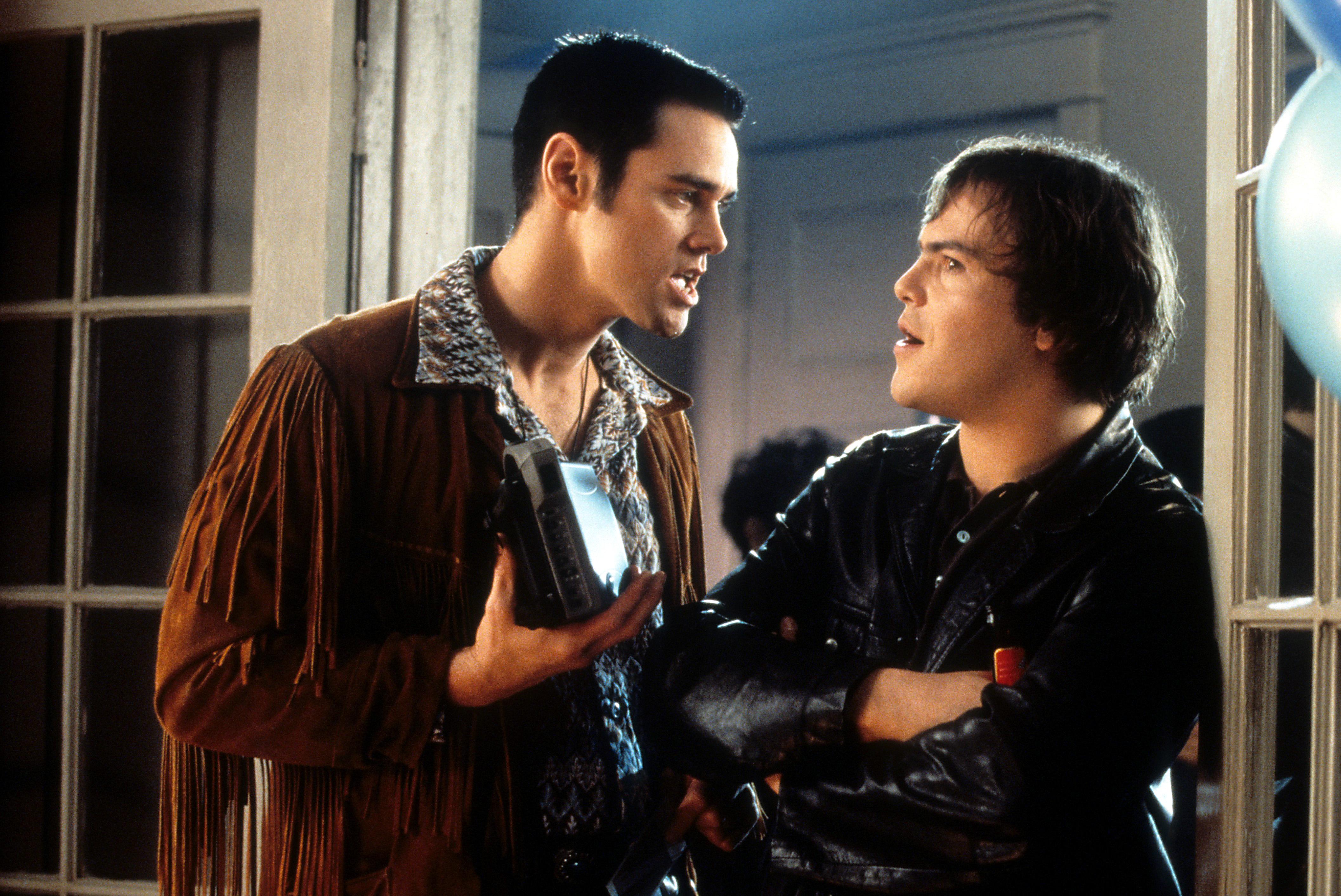 Jim Carrey and Jack Black in a scene from the film 'The Cable Guy', 1996. 