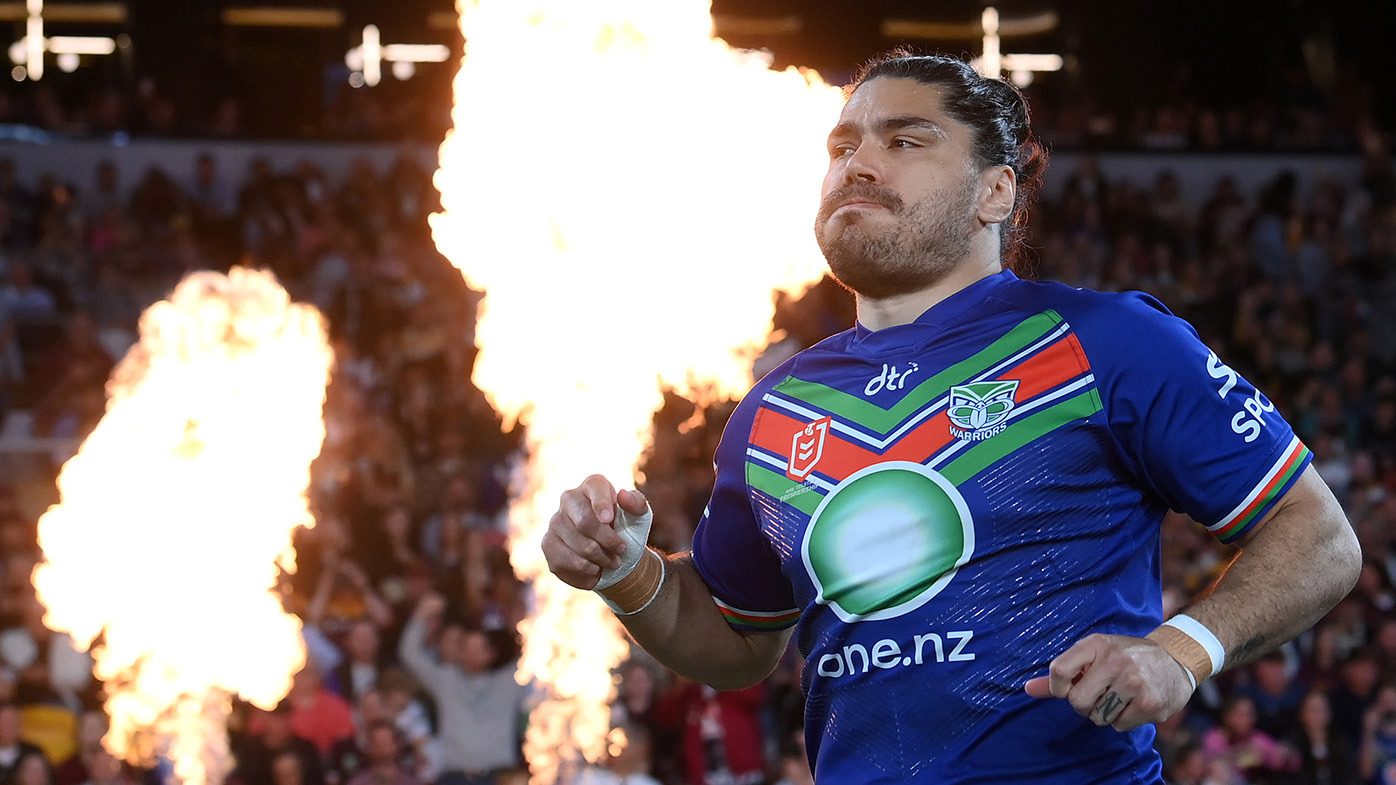 Tohu Harris of the Warriors runs onto the field during the NRL Preliminary Final match between Brisbane Broncos and New Zealand Warriors at Suncorp Stadium on September 23, 2023 in Brisbane, Australia. (Photo by Bradley Kanaris/Getty Images)