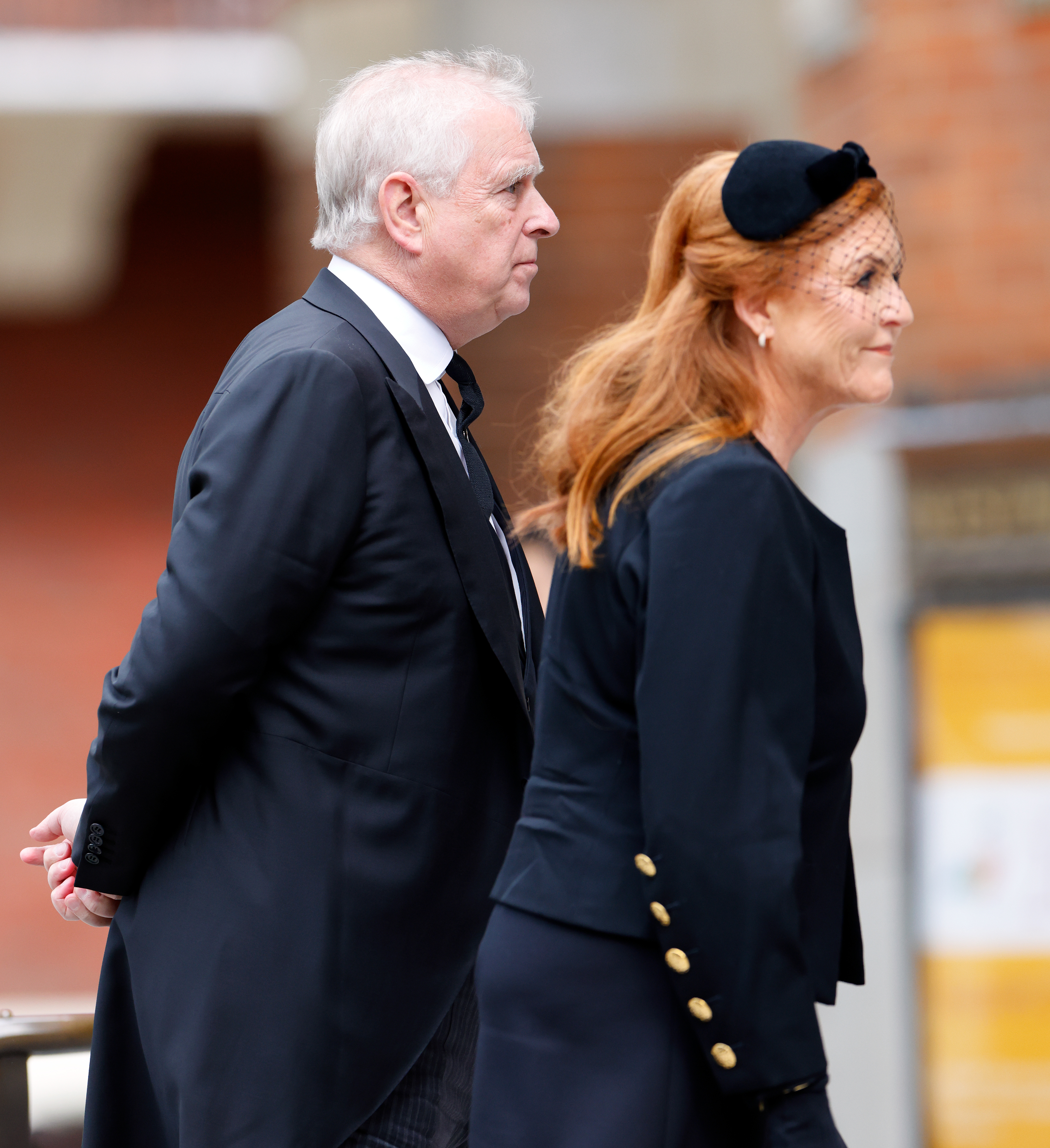 Prince Andrew, Duke of York and Sarah Ferguson, Duchess of York attend Katharine, Duchess of Kent's Requiem Mass service at Westminster Cathedral on September 16, 2025 in London, England. 