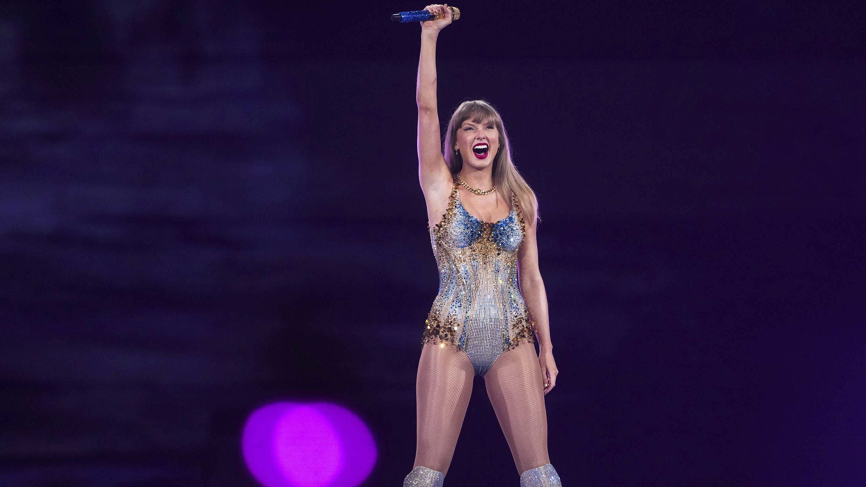 Taylor Swift performs during "The Eras Tour" on Dec. 6, 2024, in Vancouver, British Columbia. 