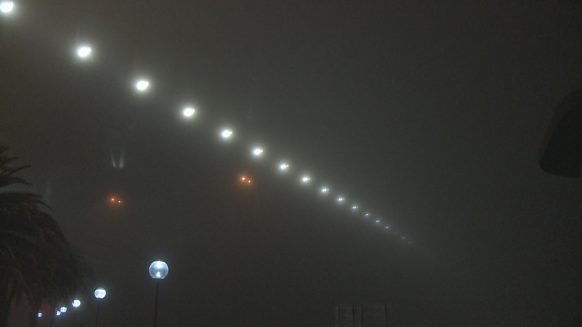 Sydney Harbour Bridge is barely visible after a thick blanket of fog has settled over the city. Picture taken on Tuesday August 5, 2025.