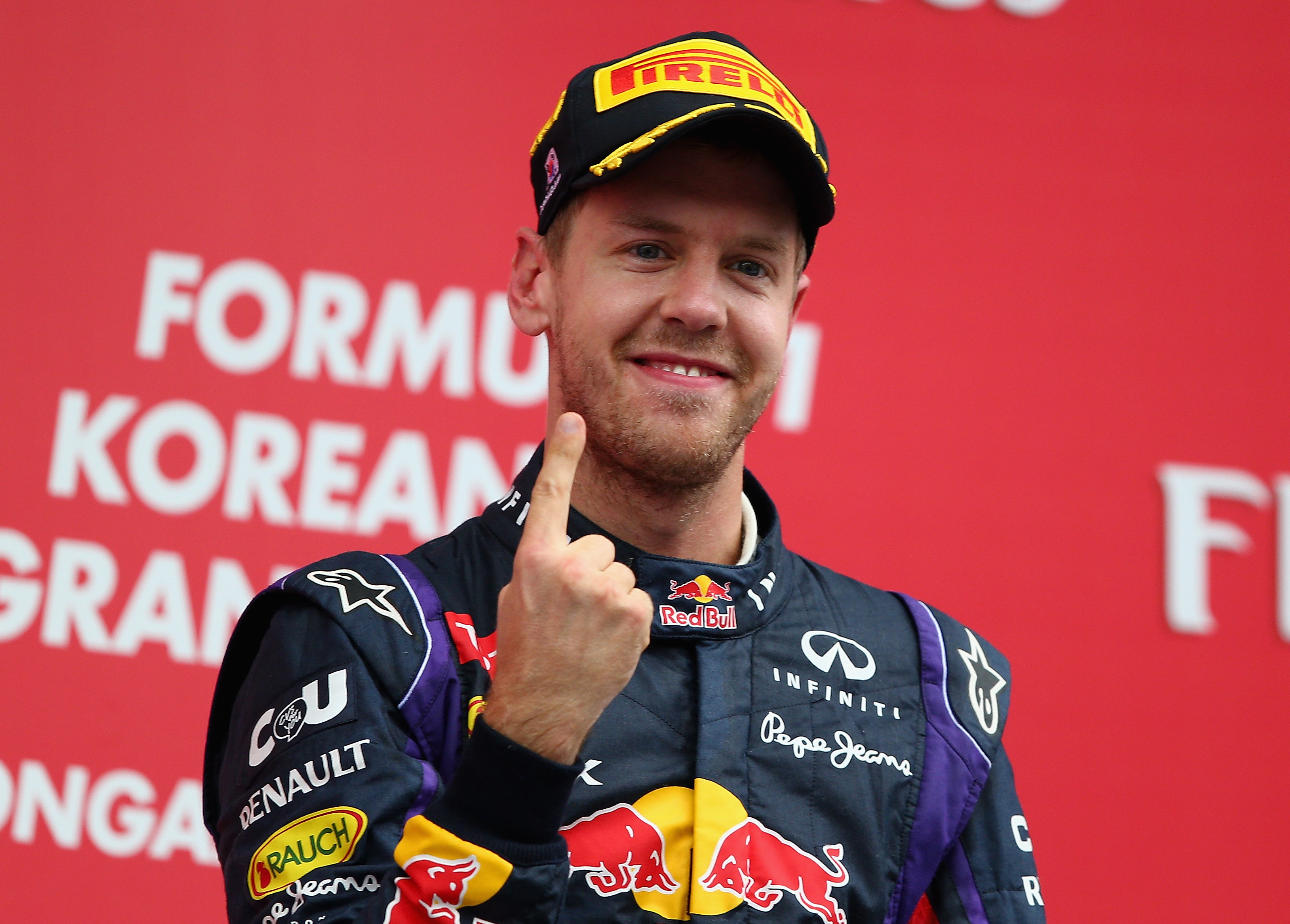 Sebastian Vettel and his infamous salute.