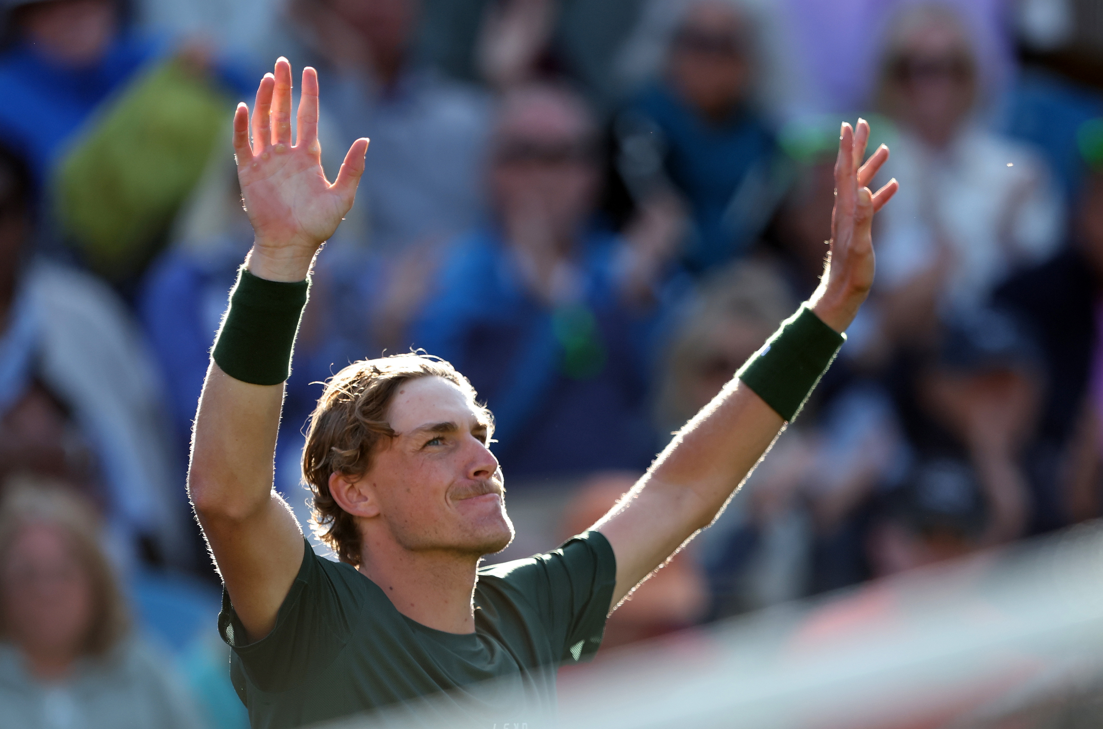 Max Purcell celebrates his victory over Billy Harris at the Rothesay International.