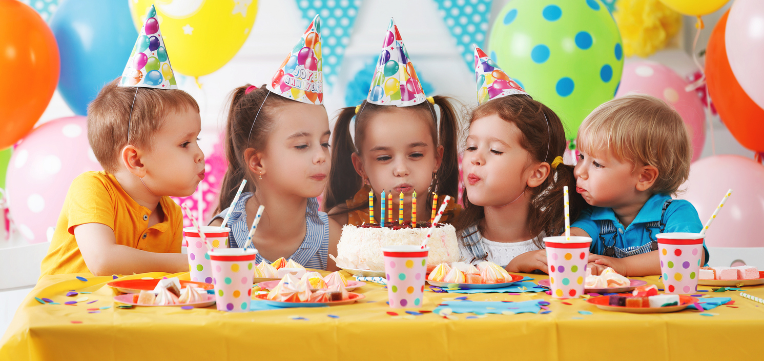 Kids birthday. cake and balloons