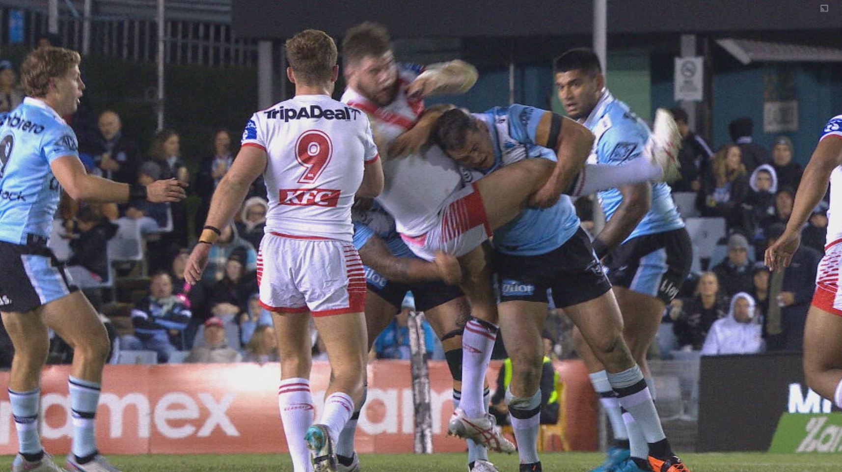 Dale Finucane has been offered two weeks for this tackle on Dragons prop Blake Lawrie.