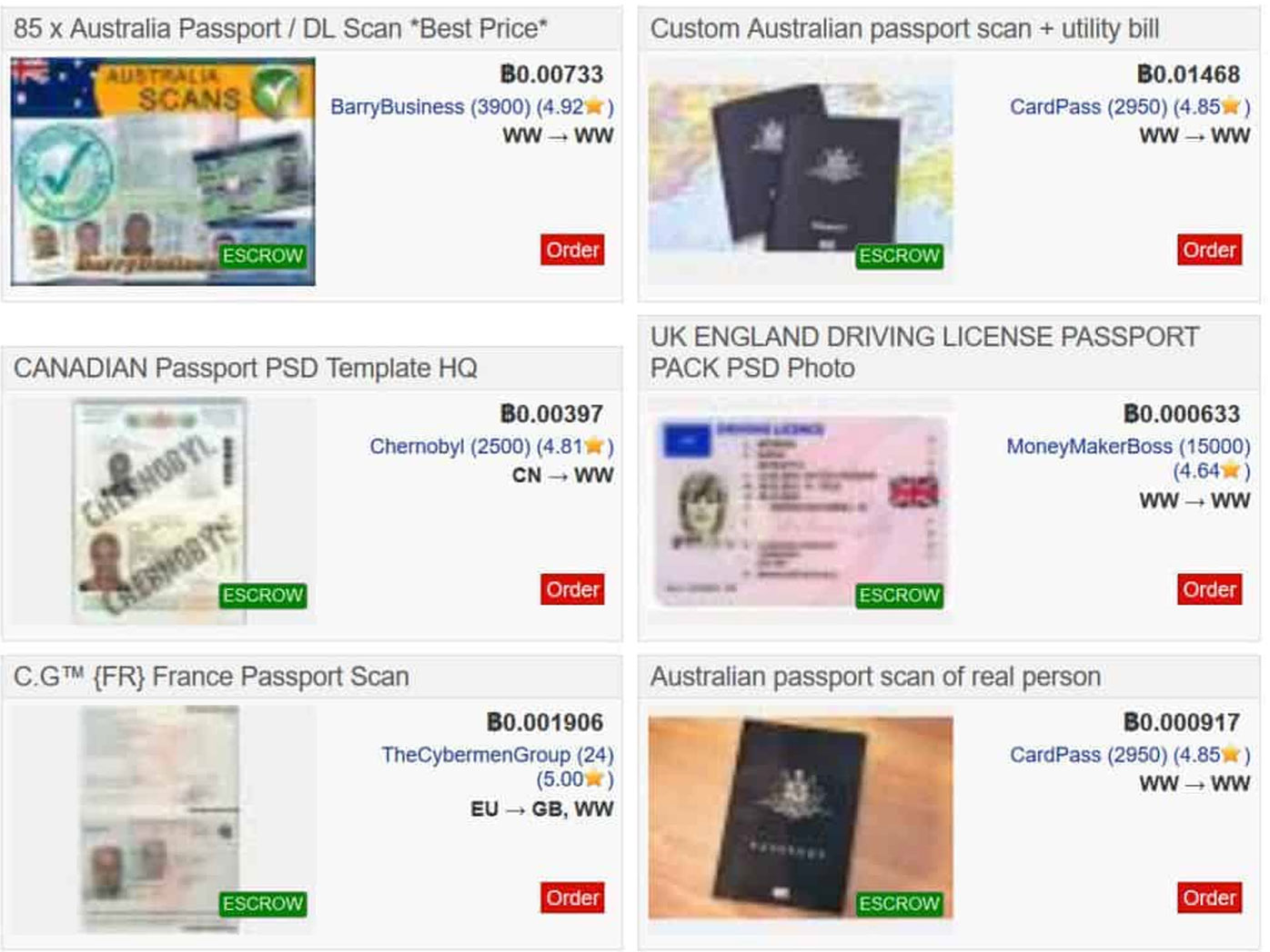 Some common targets for criminals who buy dark web passport scans include cryptocurrency exchanges, payment systems, and betting websites