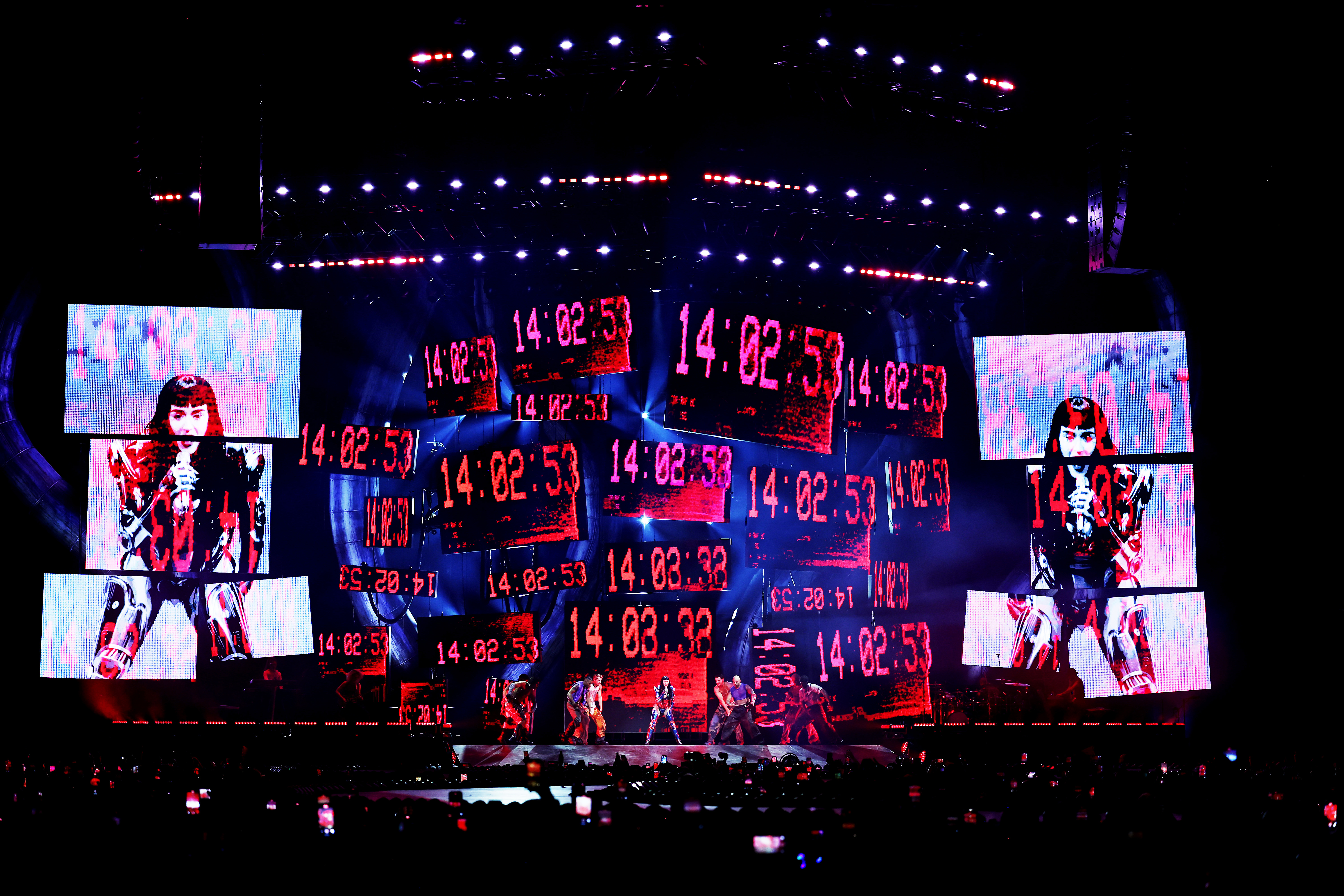 SYDNEY, AUSTRALIA - JUNE 04: Katy Perry performs at Qudos Bank Arena on June 04, 2025 in Sydney, Australia. (Photo by Don Arnold/WireImage)