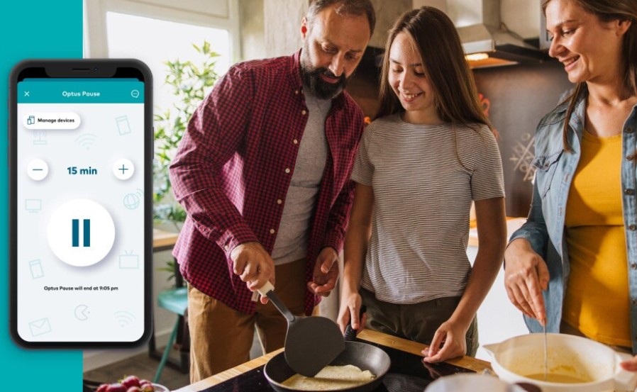 The Optus Pause function allows parents to enforce a 'time out' on devices