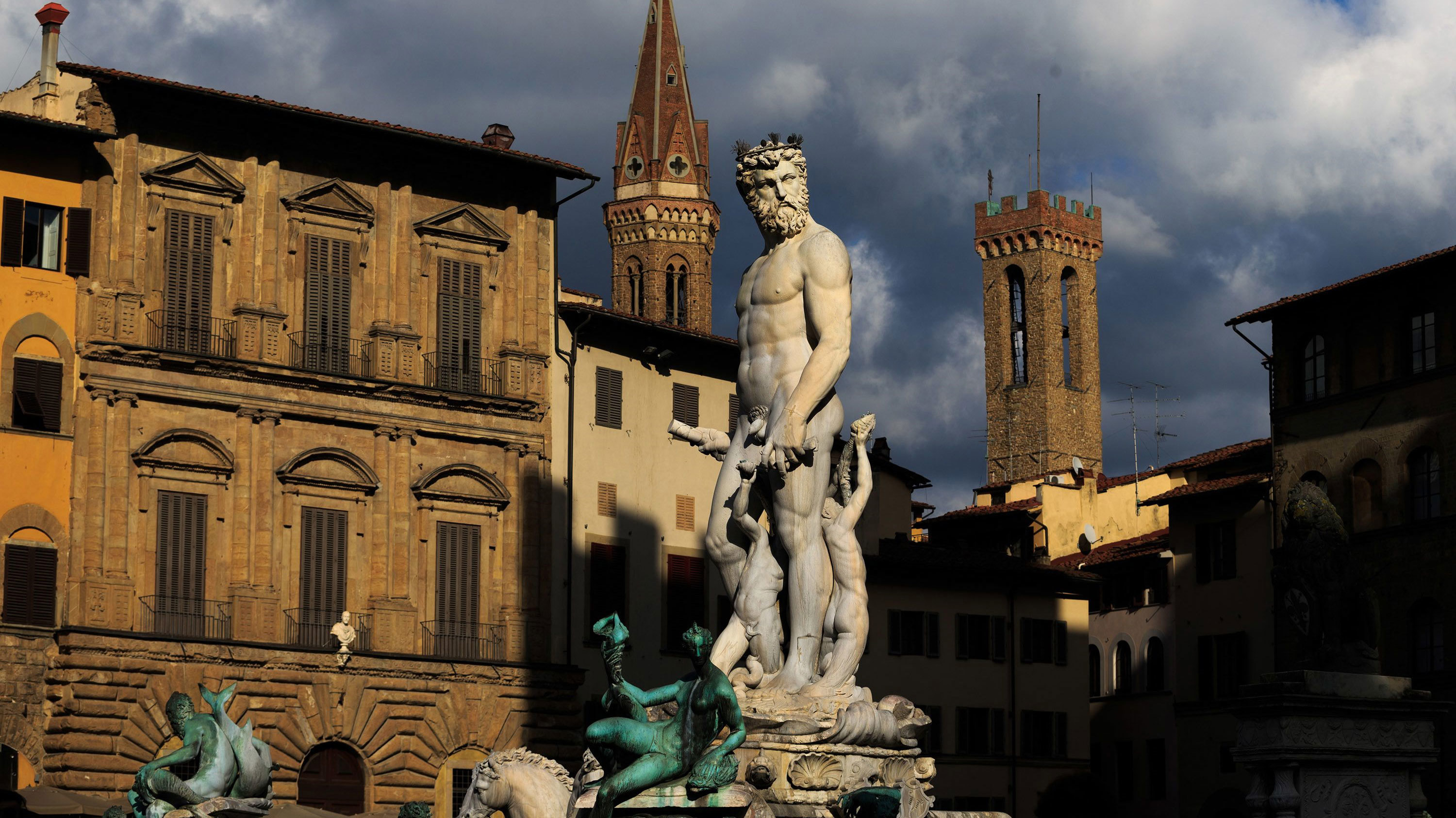 The Fountain of Neptune, pictured here in 2016, stands in the Piazza della Signoria in Florence, Italy.