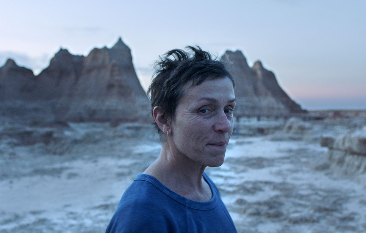 Frances McDormand in a scene from the film "Nomadland" 