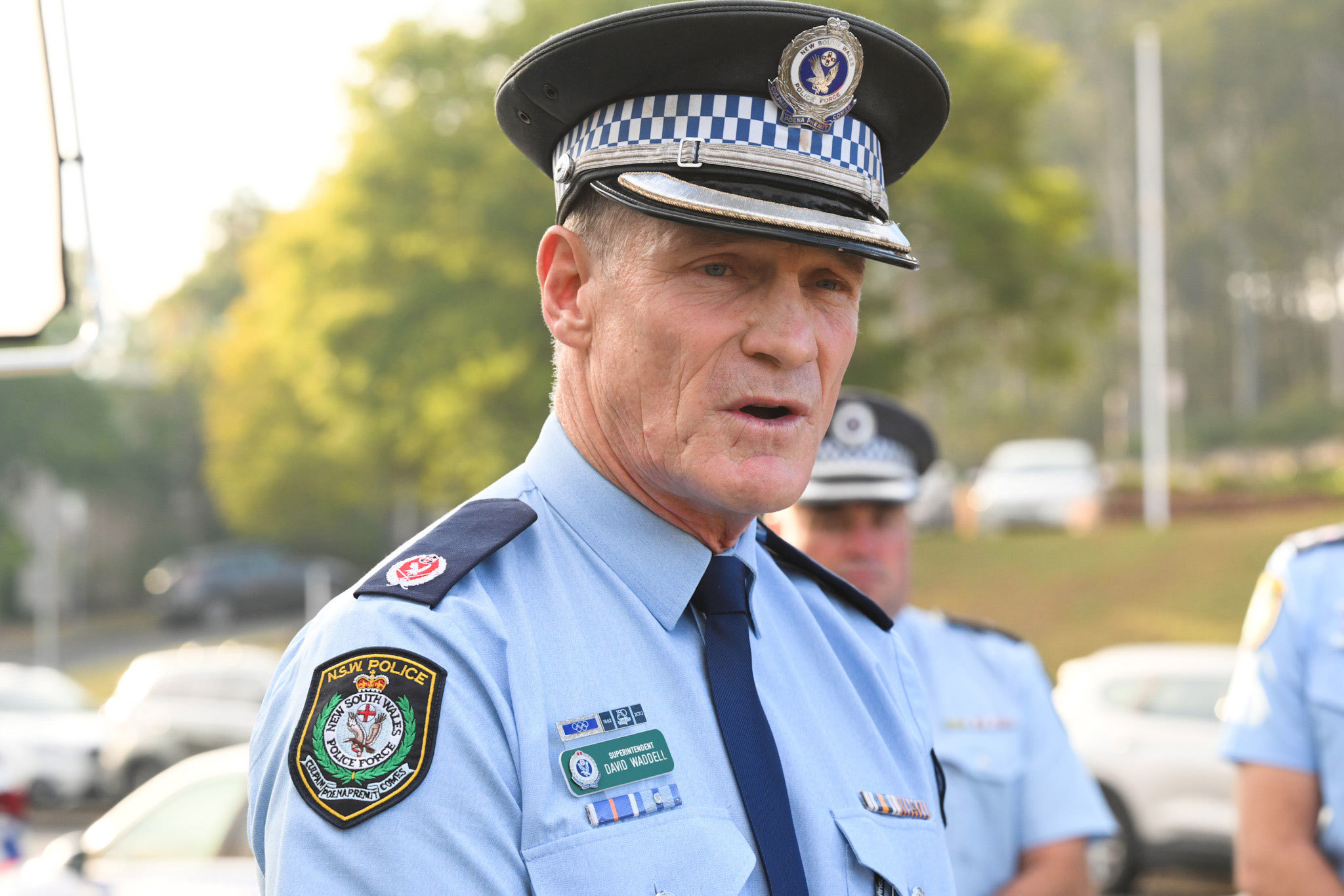 Superintendent David Waddell addresses the media outside Cessnock Police Station