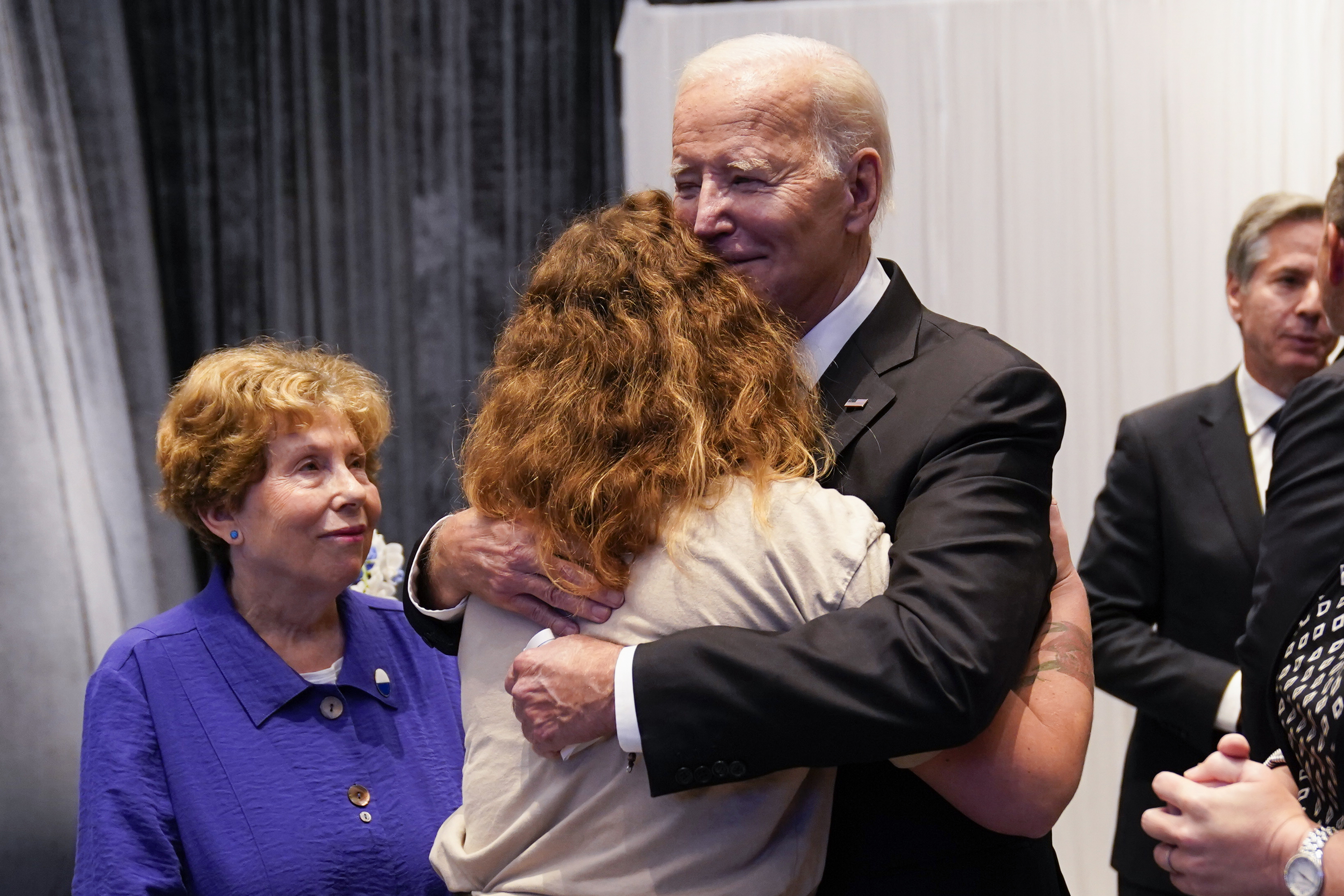 President Joe Biden meets with victims' relatives and first responders who were directly affected by the Hamas attacks, Wednesday, Oct. 18, 2023, in Tel Aviv.