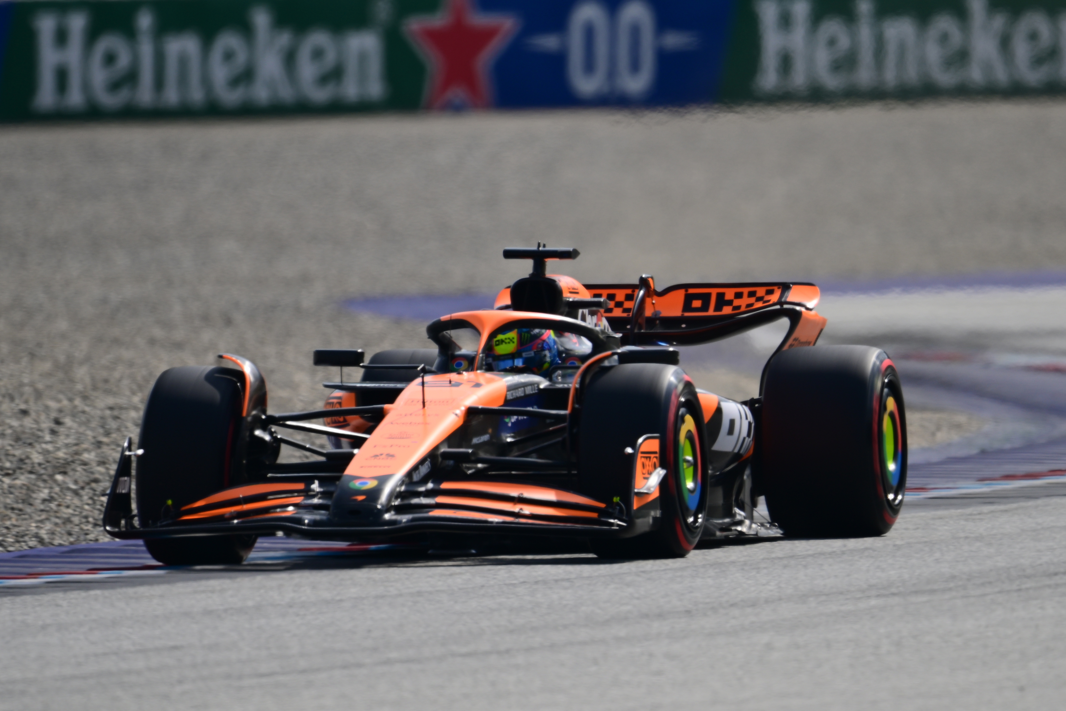 Oscar Piastri of the McLaren F1 Team is driving his single-seater during qualifying for the Austrian GP, the 11th round of the Formula 1 World Championship 2024, in Red Bull Ring, Spielberg Bei Knittenfeld, Stirya, Austria, on June 29, 2024. (Photo by Andrea Diodato/NurPhoto via Getty Images)