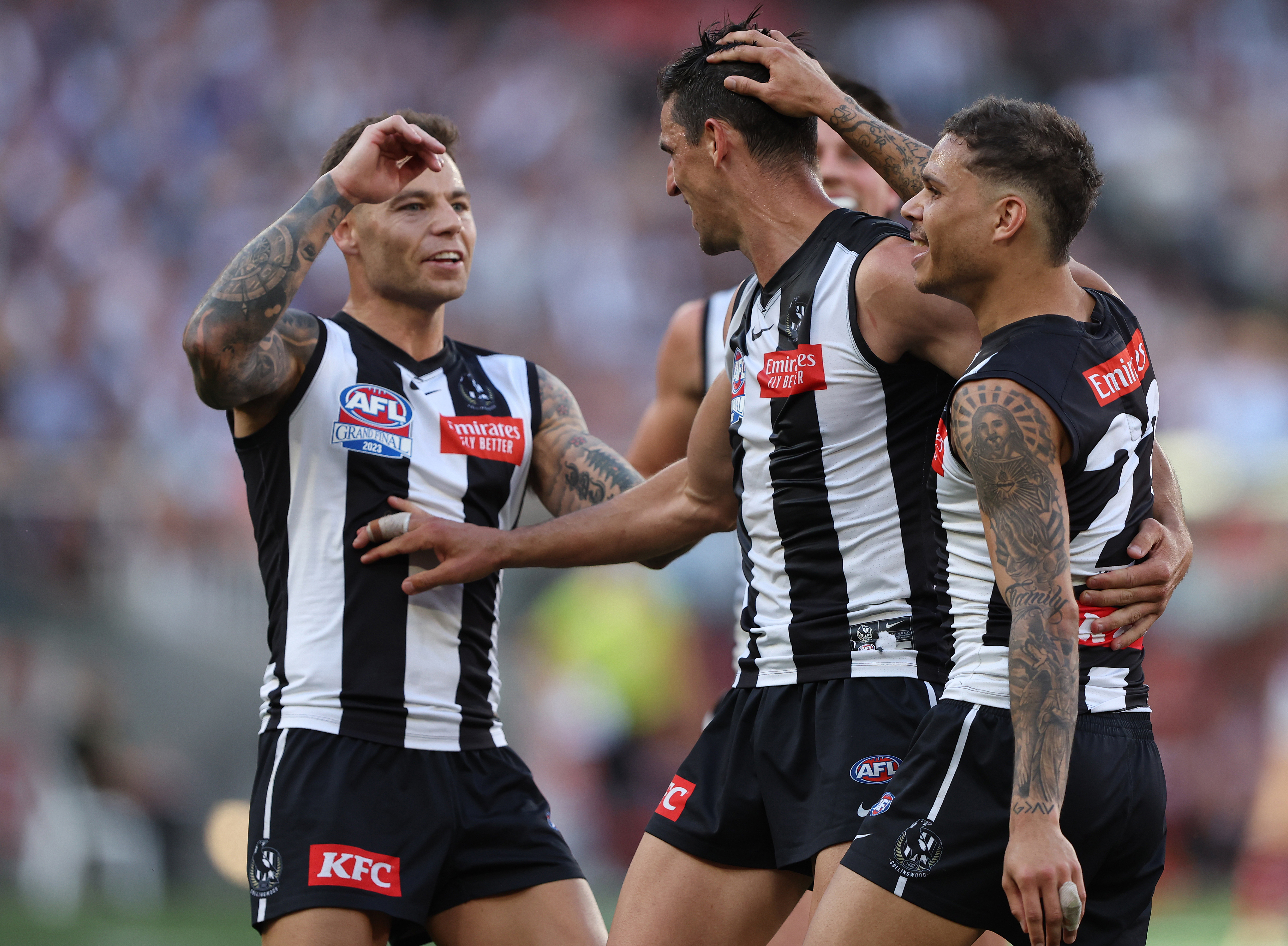 MELBOURNE, AUSTRALIA - SEPTEMBER 30: Scott Pendlebury of the Magpies aacduring the 2023 AFL Grand Final match between Collingwood Magpies and Brisbane Lions at Melbourne Cricket Ground, on September 30, 2023, in Melbourne, Australia. (Photo by Robert Cianflone/AFL Photos/via Getty Images)