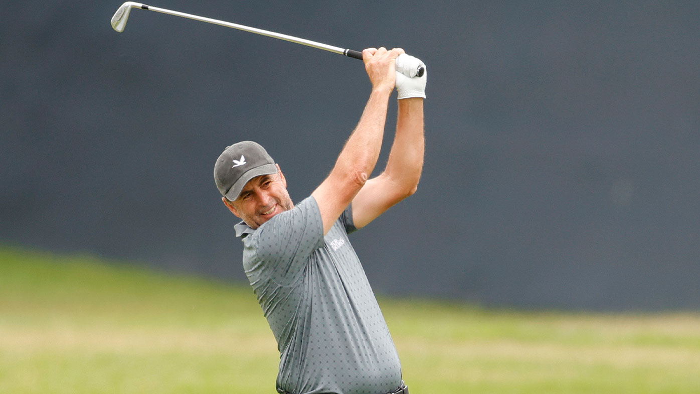 Richard Bland of England plays a shot on the ninth hole during the second round of the 2021 U.S. Open at Torrey Pines Golf Course (South Course) on June 18, 2021 in San Diego, California. (Photo by Ezra Shaw/Getty Images)