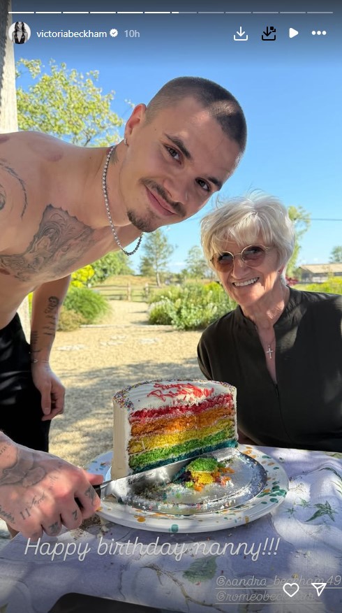Romeo Beckham with grandma Sandra Beckham