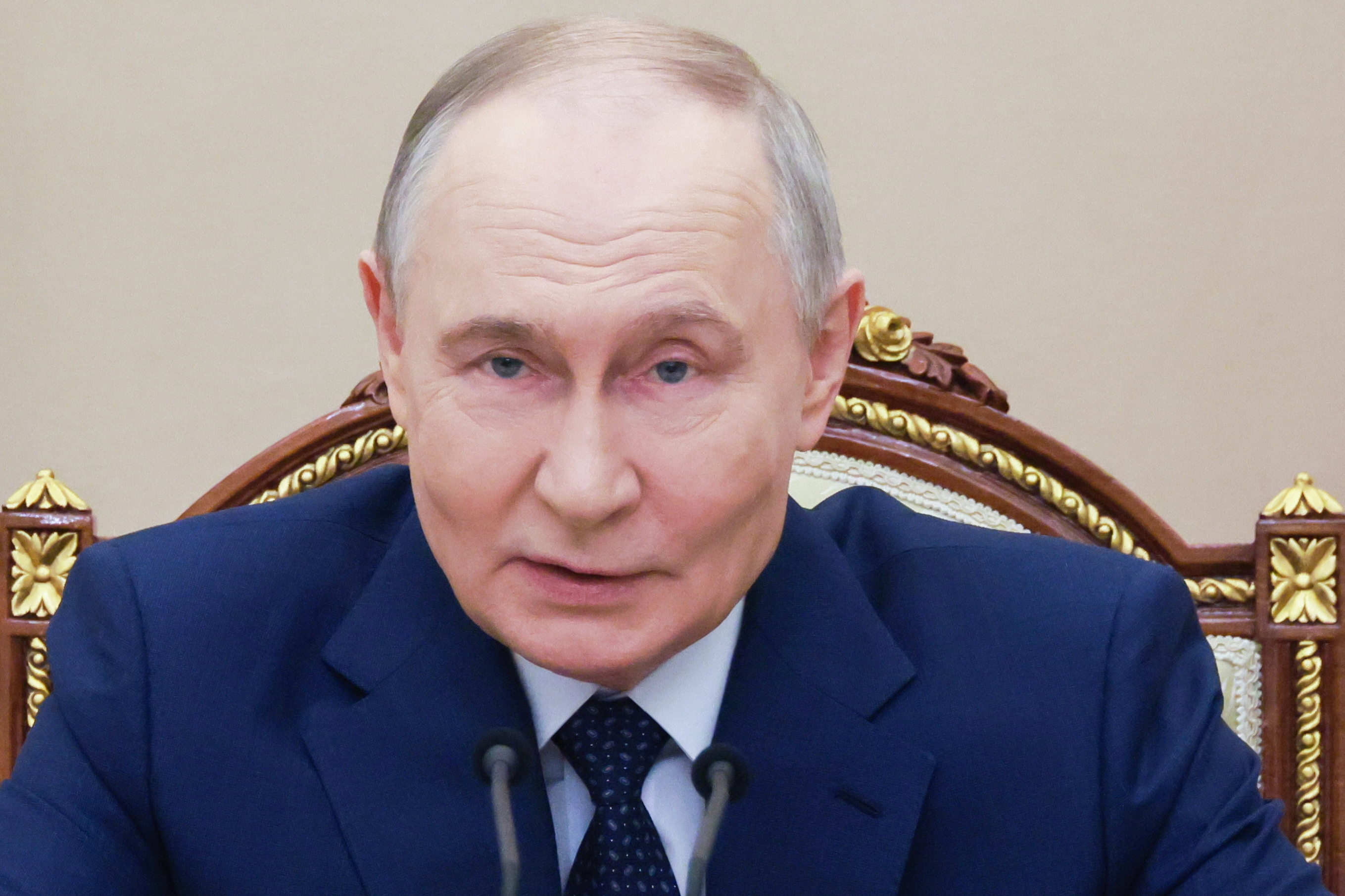 Russian President Vladimir Putin chairs a meeting on key parameters of draft state armament for 2027-2036, in Moscow, Russia, Friday, Dec. 26, 2025. (Mikhail Metzel, Sputnik, Kremlin Pool Photo via AP)