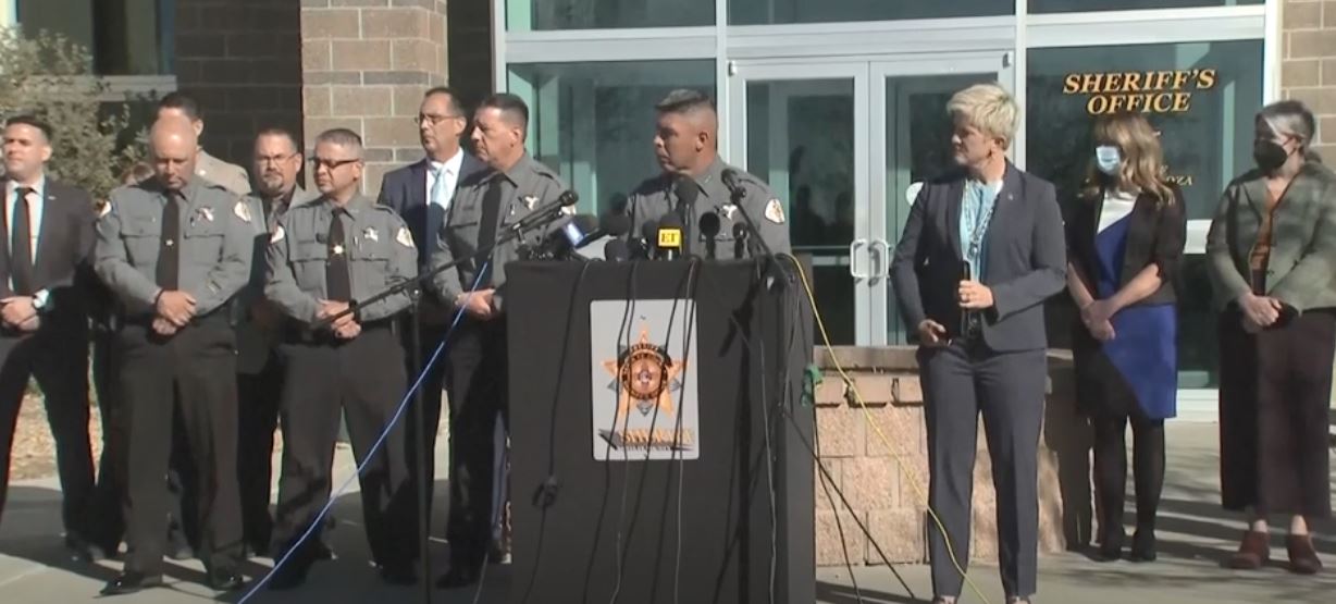 Santa Fe County Sheriff Adan Mendoza gives press briefing six days after fatal shooting on Rust movie set in New Mexico