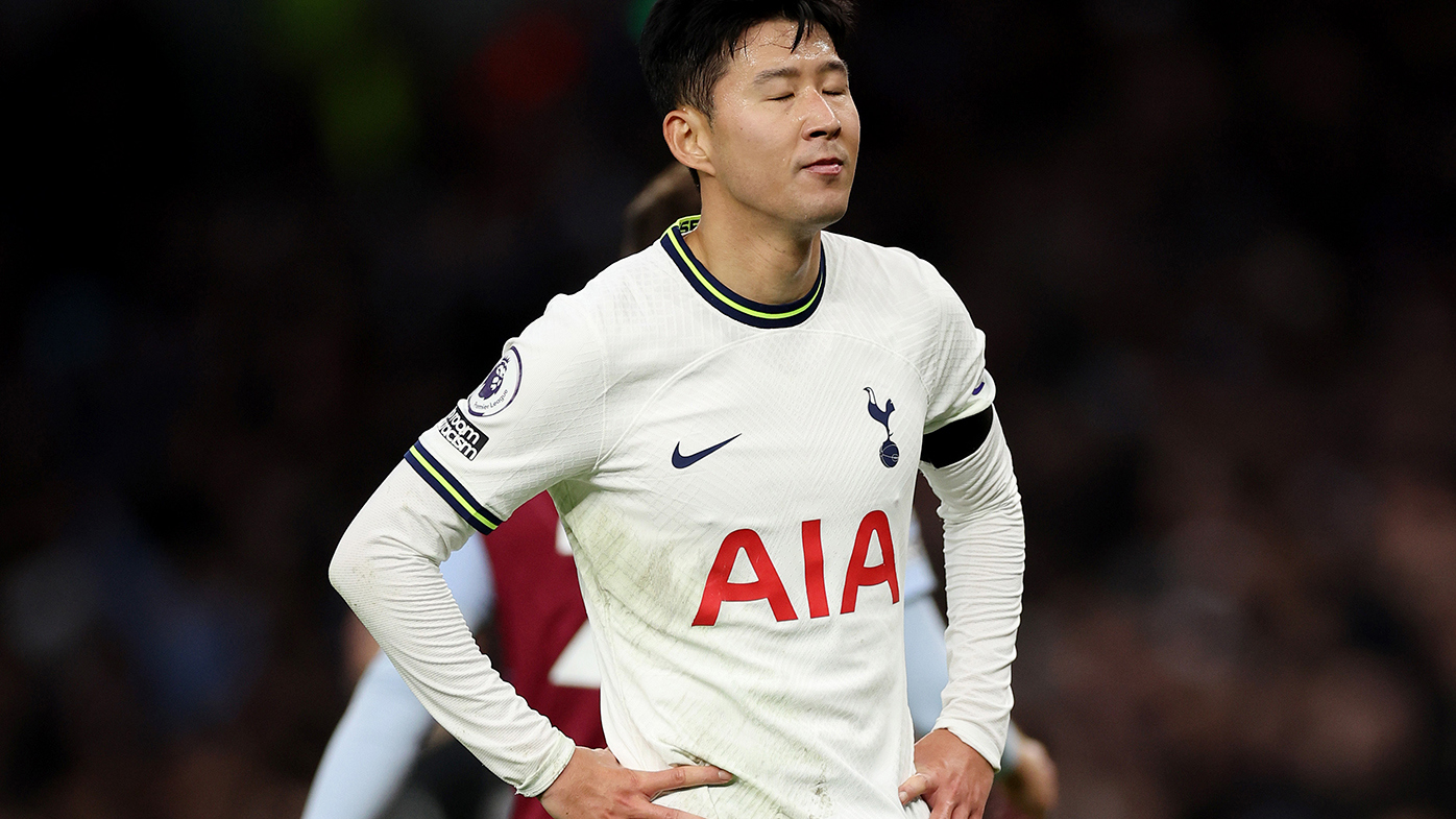 A dejected Son Heung-Min of Tottenham after the loss to Aston Villa.