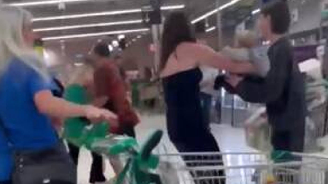 Wild brawl erupts between shoppers at NSW supermarket