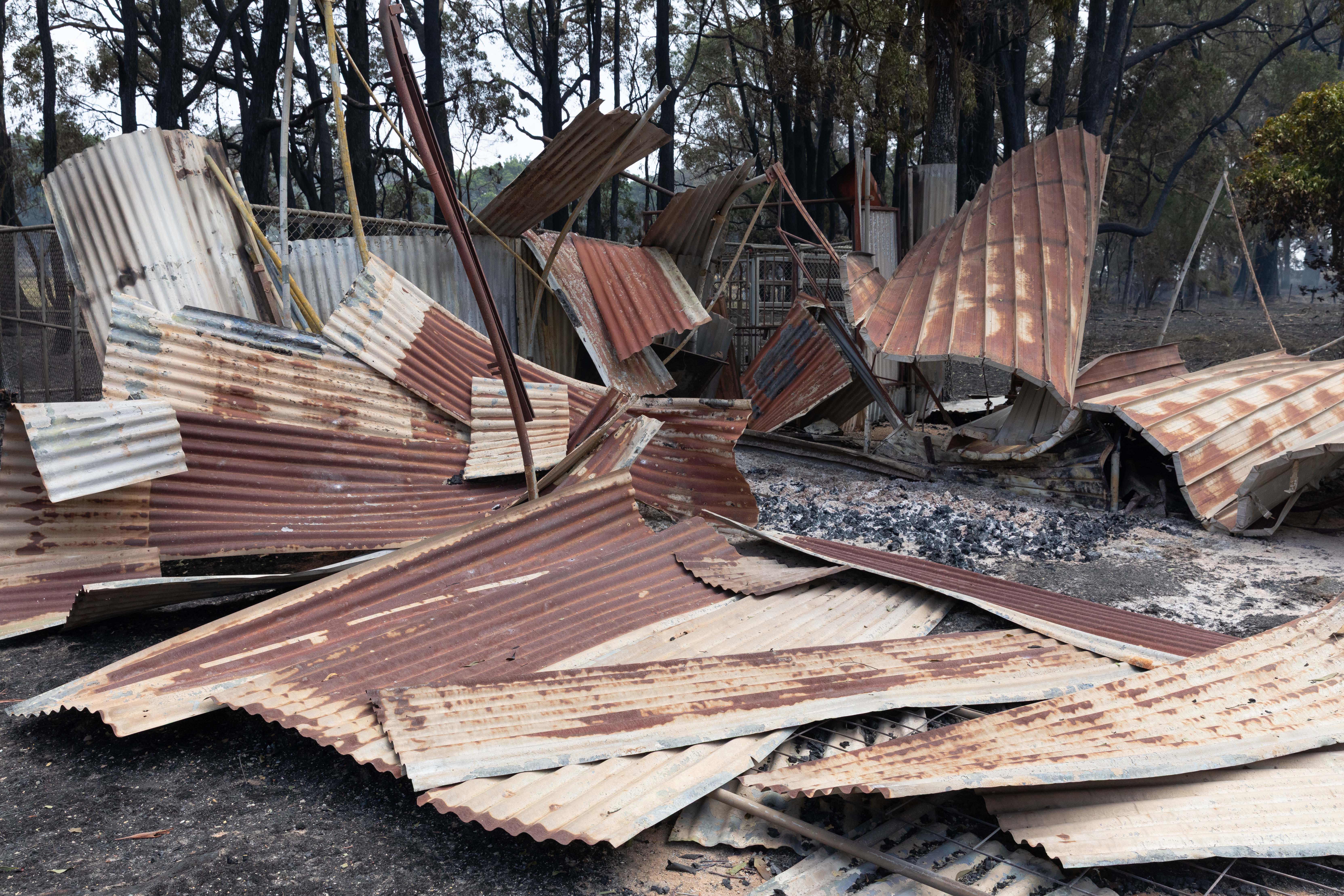 Fire-damaged property near Longwood, Australia.