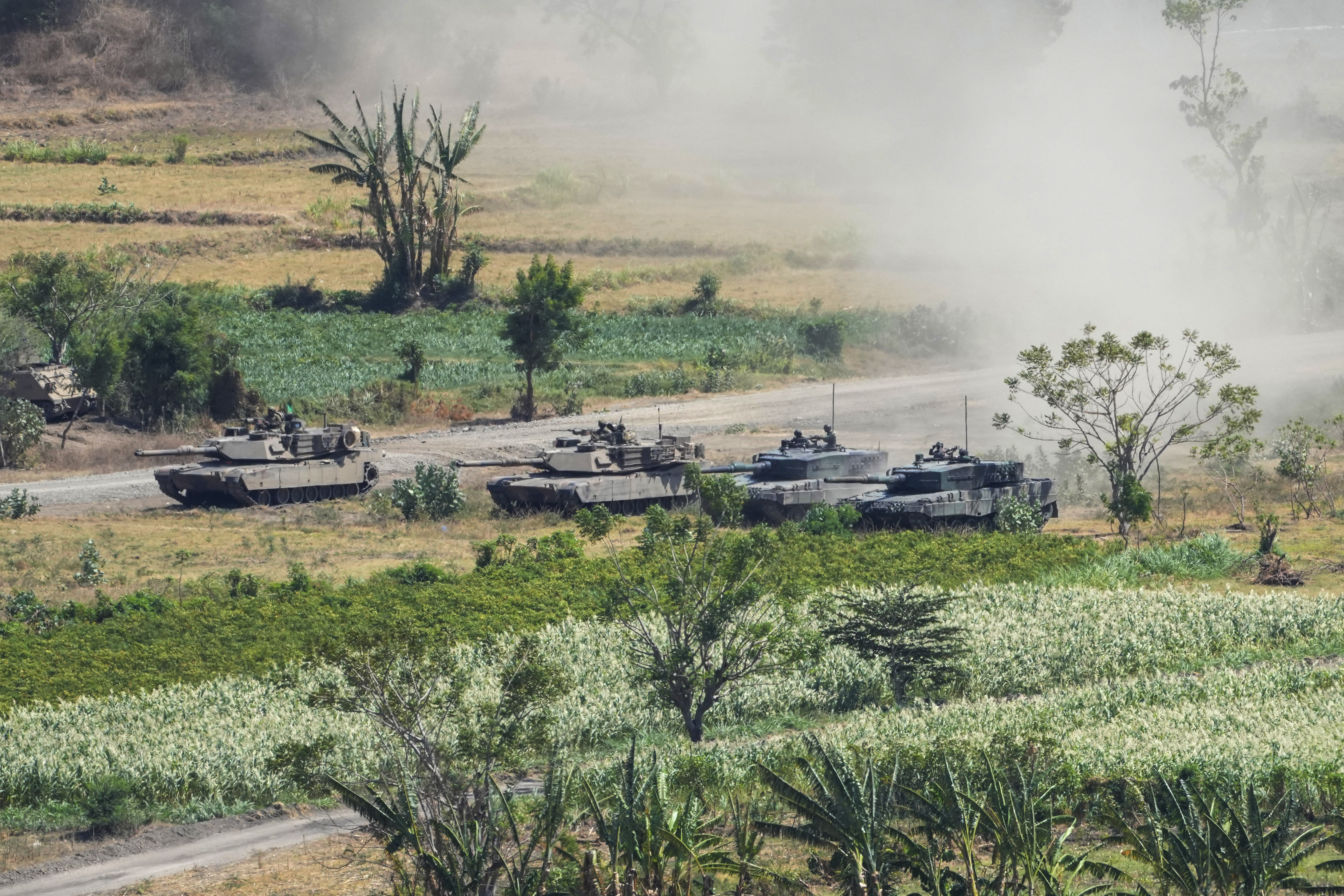 Australian and Indonesian Army tanks take part in Super Garuda Shield multi-national military exercises in Baluran, West Java, Indonesia, Monday, Sept. 11, 2023.